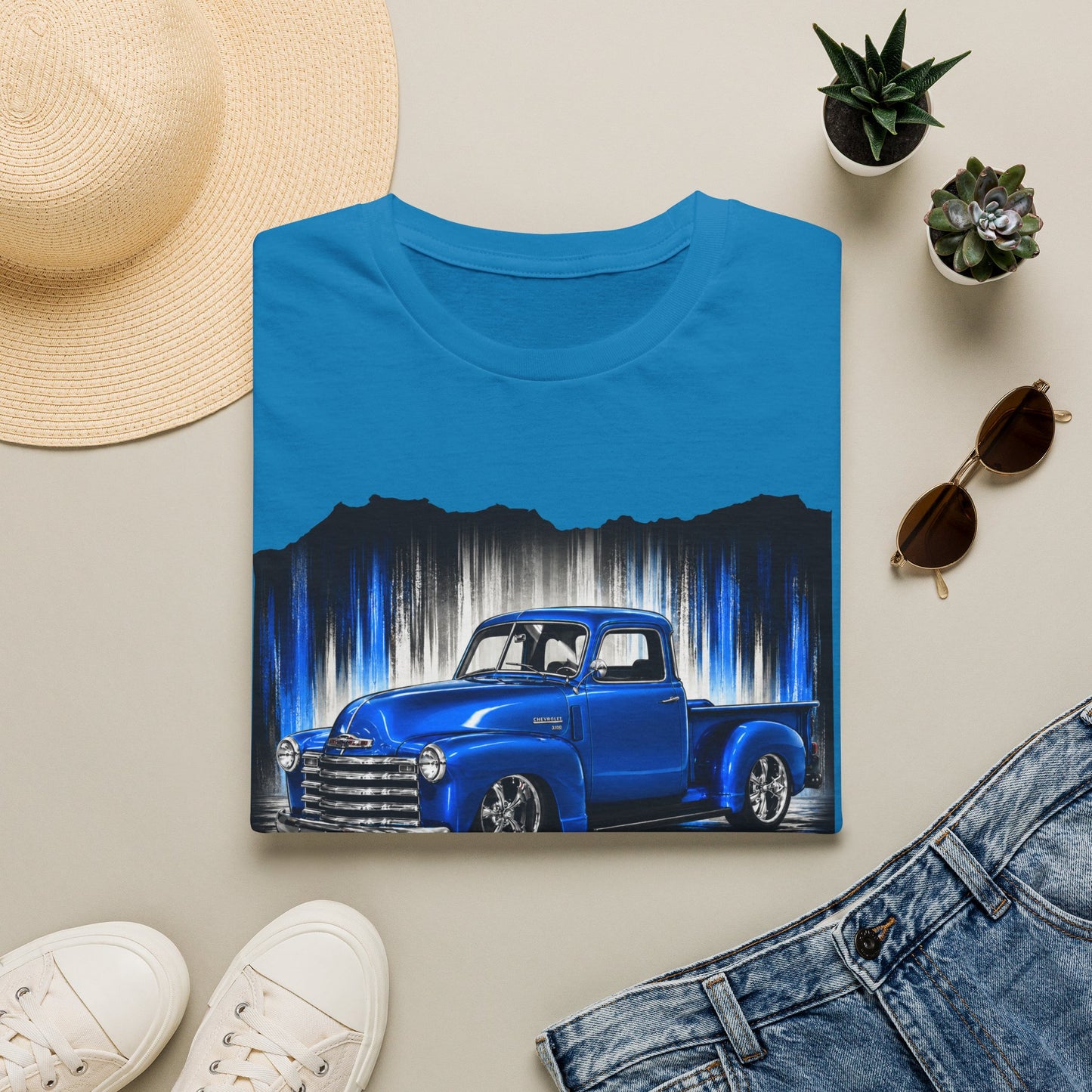 Vintage Truck Shirt, Blue Pickup Truck Tee, Classic Truck Graphic Shirt, Truck Enthusiast Gift, Retro Auto Unisex Tee