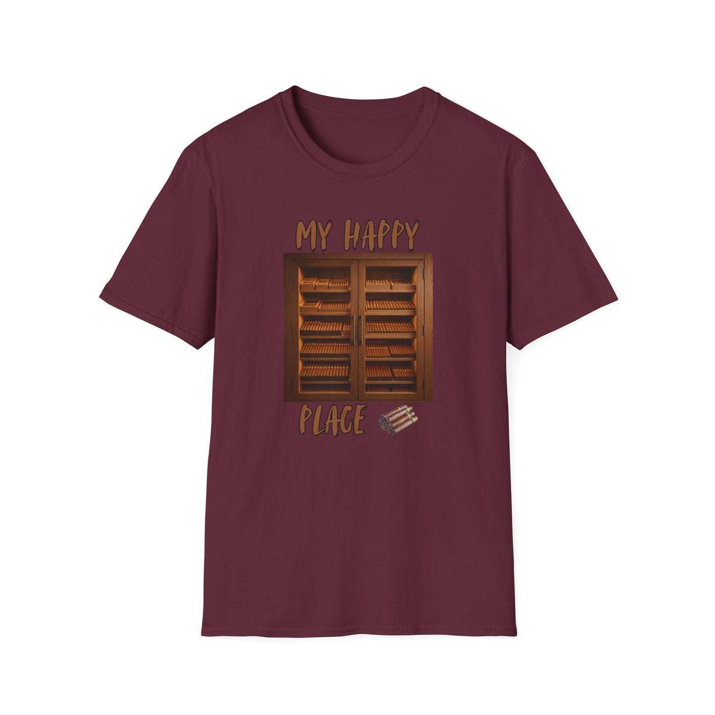 My Happy Place Cigar Unisex T-Shirt, BBQ Pool Party Shirt, Relaxation Leisure, Cigar lover Gift, Cigar Aficionado, Dad Gift, Summer Shirt