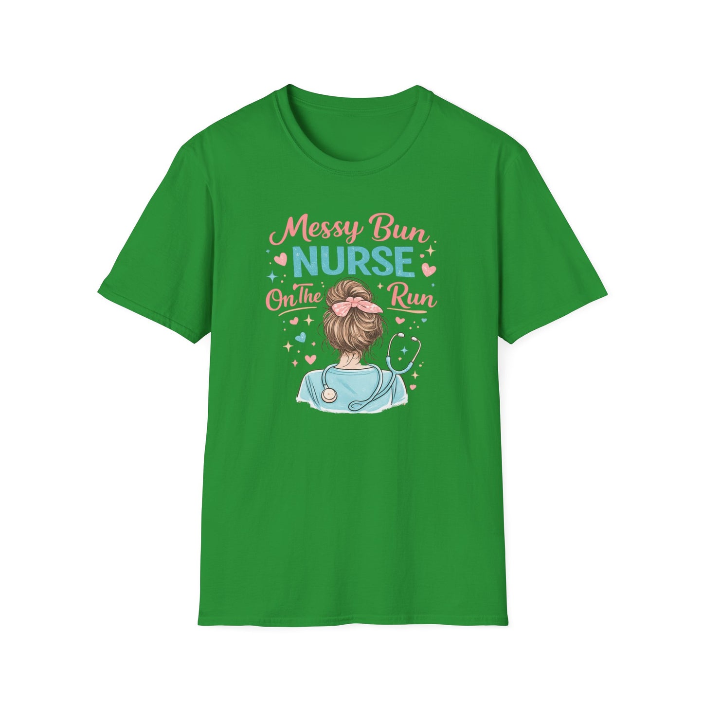 Messy Bun Nurse On The Run Shirt – Cute Nurse T-Shirt for Women – Funny RN CNA Nursing Student Tee – Nurse Gift for Her, Medical Worker Apparel