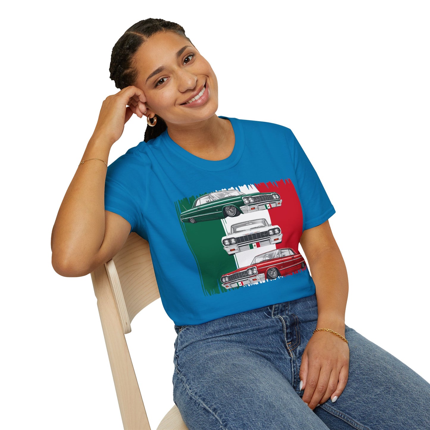 Lowrider Shirt, Mexican Flag Classic Car Tee, Vintage Car Graphic Shirt, Car Enthusiast Gift, Retro Auto Unisex Tee
