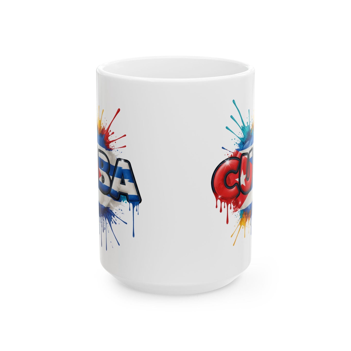 Colorful Cuban Flag Ceramic Mug, 11oz 15oz - Vibrant Cuba Souvenir Coffee Cup, Patriotic Tea Mug, Cuban American Gift, Kitchen Decor