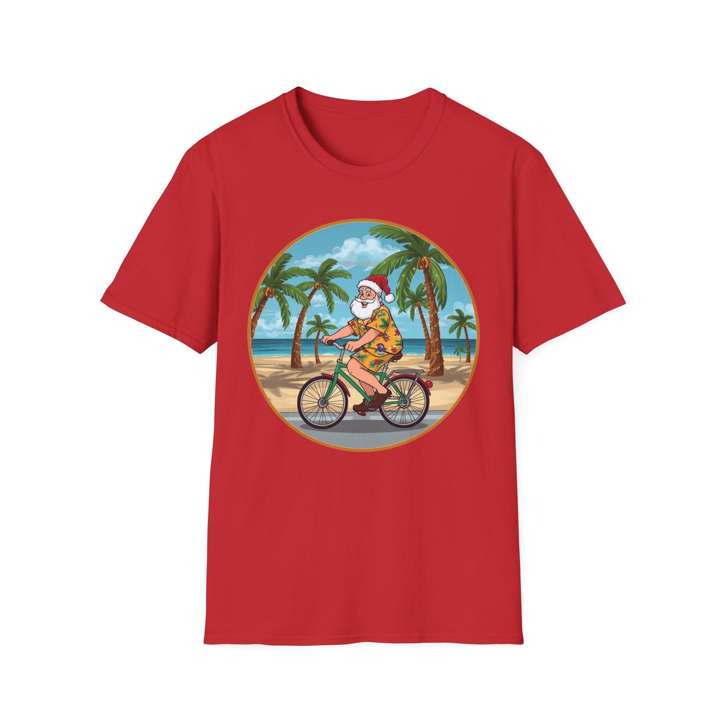 Tropical Santa riding a bicycle shirt, Family Christmas Shirts, Christmas T Shirt, Holiday Shirt, Cute Xmas Shirt for the family, Holiday Gift
