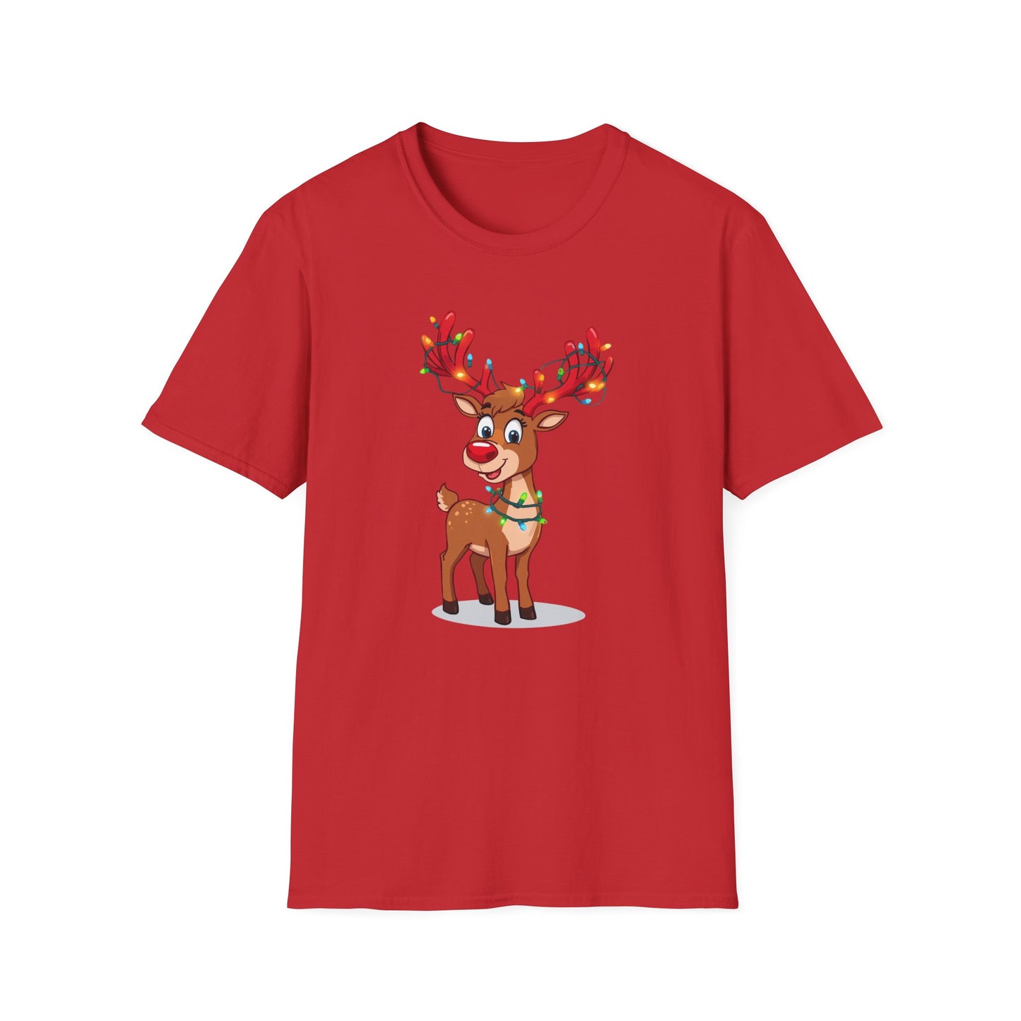 Smiling Reindeer with Christmas Lights Shirt, Family Christmas Shirts, Christmas T Shirt, Holiday Shirt, Cute Xmas Shirt for the family, Holiday Gift