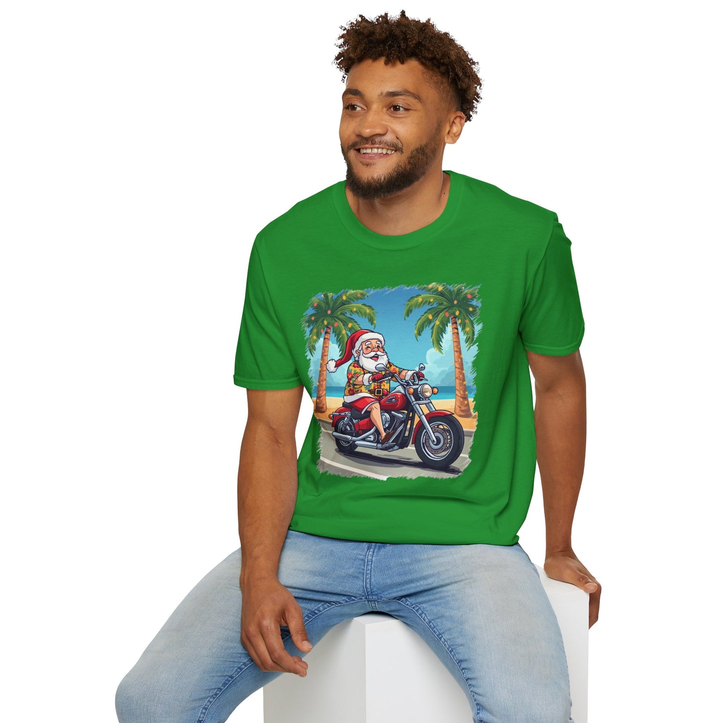 Tropical Santa riding a motorcycle shirt, Family Christmas Shirts, Christmas T Shirt, Holiday Shirt, Cute Xmas Shirt for the family, Holiday Gift