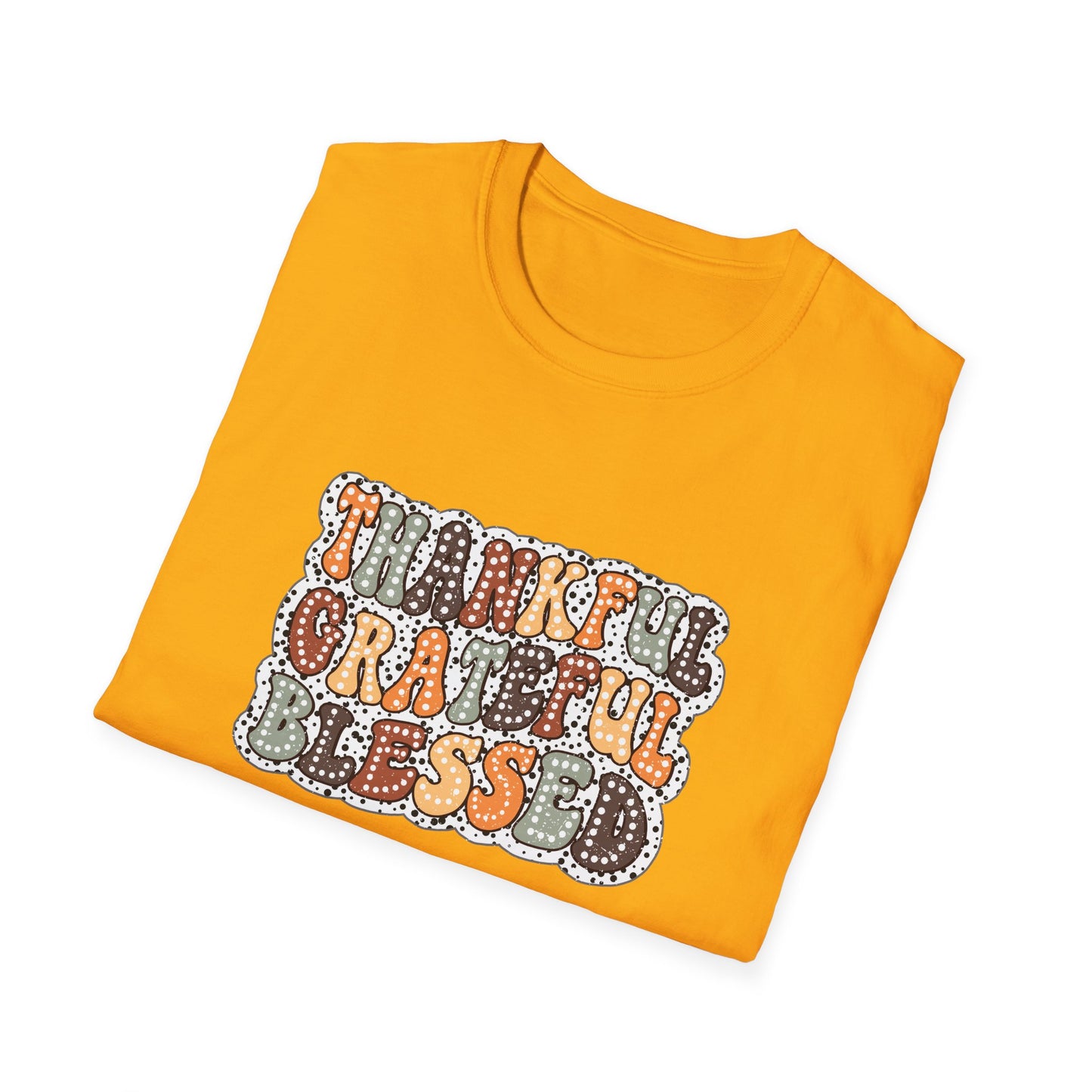 Fall Unisex Softstyle T-Shirt with Inspirational Words Thankful Grateful Blessed, Religious Fall Tee, Hope Shirt, Thanksgiving Shirt