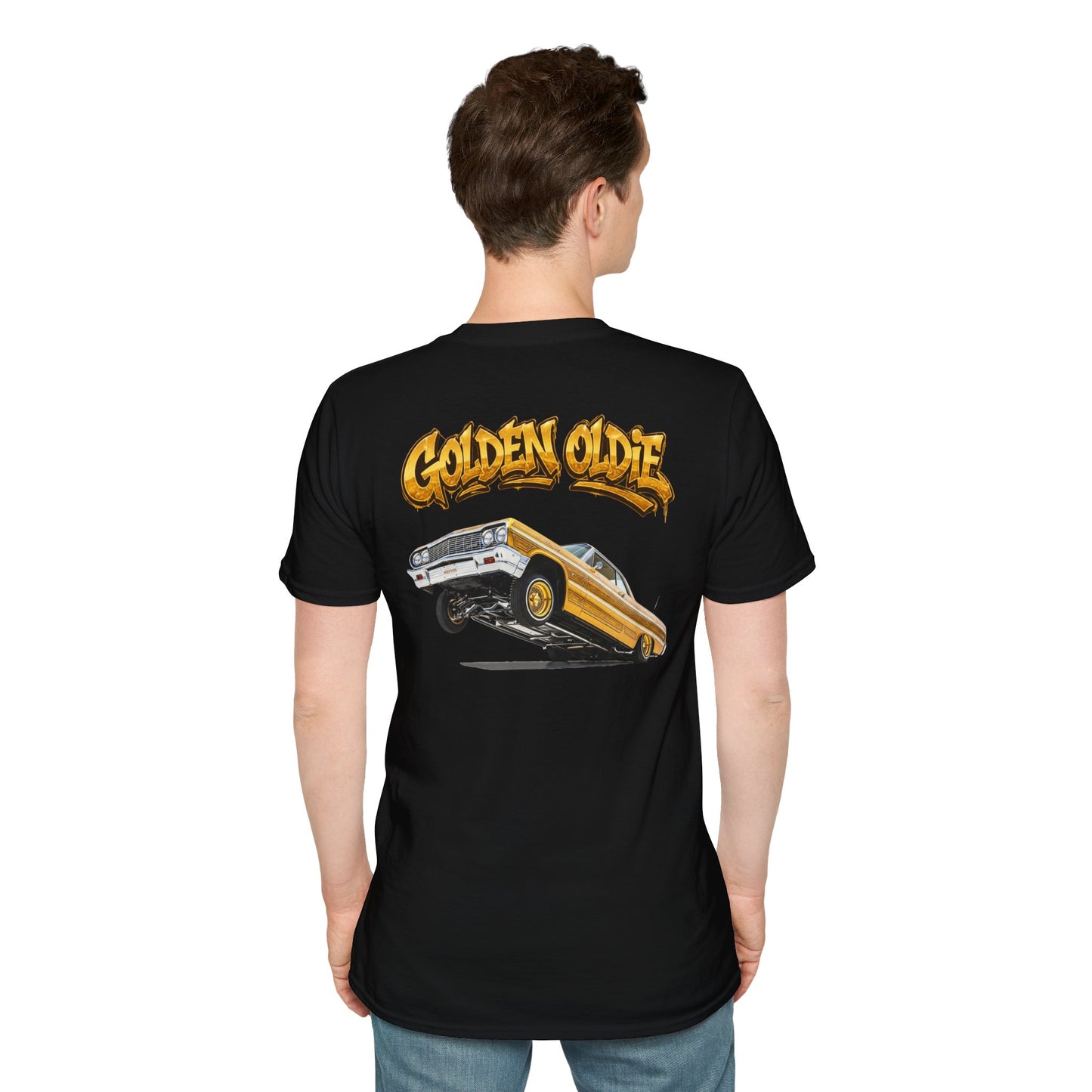 Back Print Lowrider Shirt, Golden Oldie Classic Car Tee, Vintage Car Enthusiast Shirt, Retro Auto Gift, Unisex Car Lover Tee