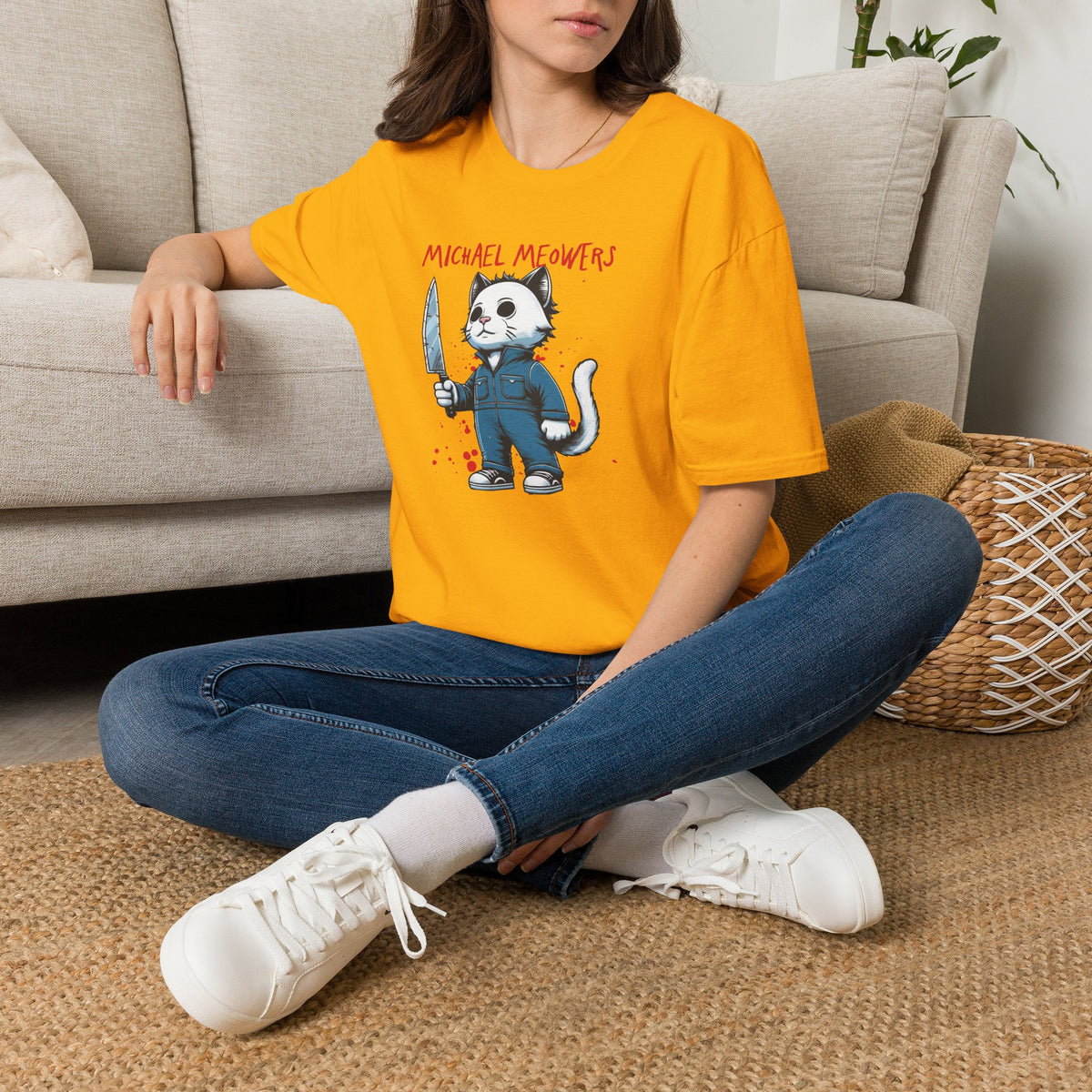 Michael Meowers Halloween Funny Cat T-Shirt, Scary Movie Tee, Halloween Cat Shirt, Horror Movie Cat Fan Gift, Horror Movie Character