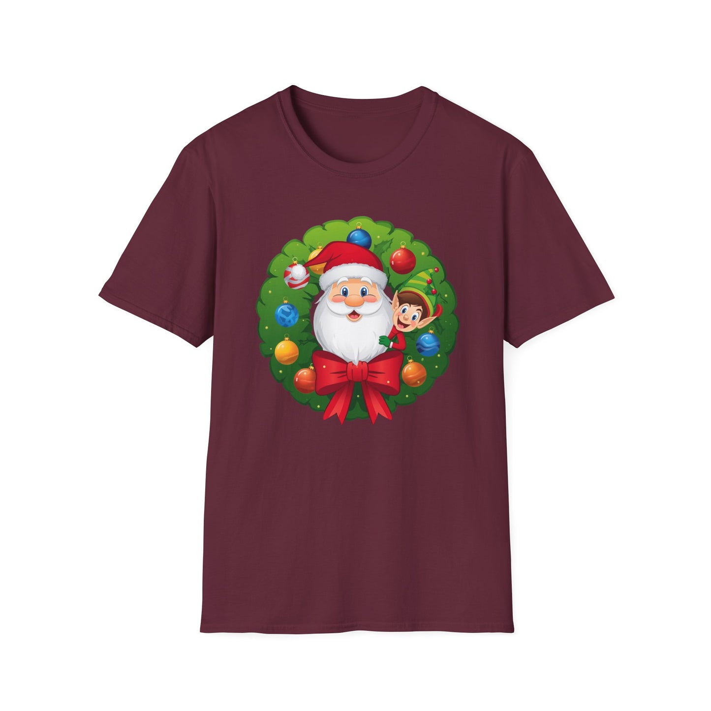 Santa and Elf on a Wreath Shirt, Family Christmas Shirts, Christmas T Shirt, Holiday Shirt, Cute Xmas Shirt for the family, Holiday Gift