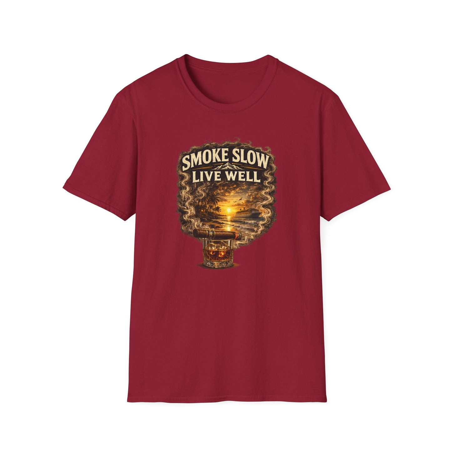 Smoke Slow Live Well Yacht T-Shirt – Cigar, Whiskey & Coastal Luxury Tee