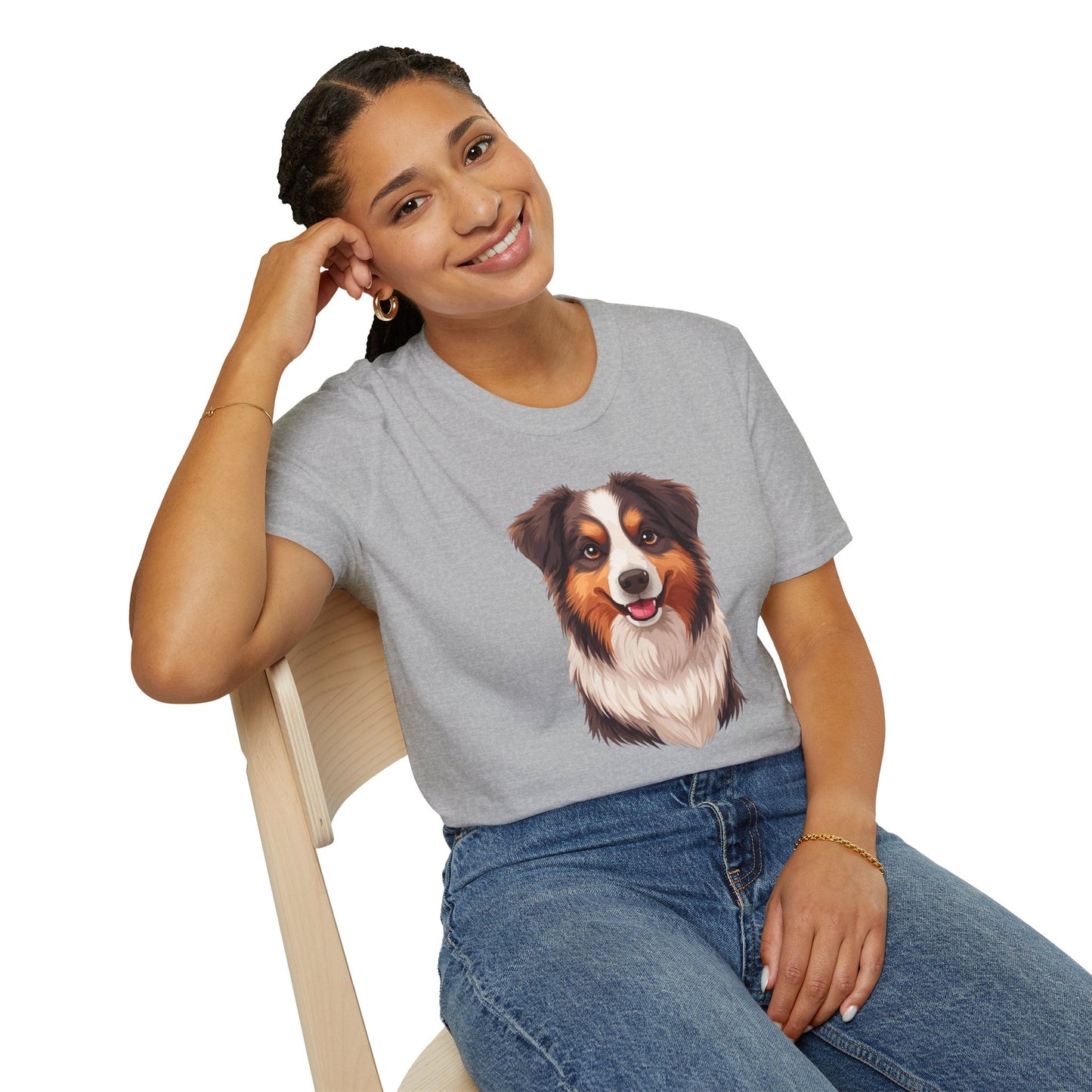 Australian Shepherd Dog Portrait Shirt – Aussie Dog Lover Gift, Cute Dog Mom Tee, Dog Dad Shirt, Pet Breed Apparel