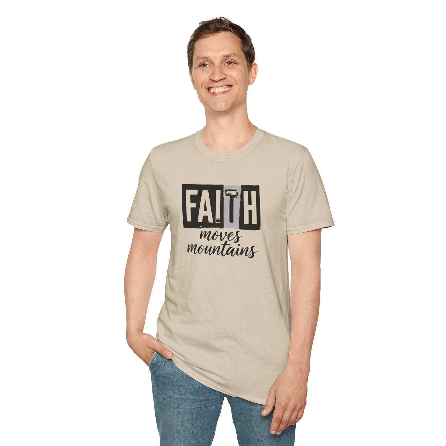 Faith Moves Mountains T-Shirt – Inspirational Christian Shirt, Bible Verse Faith Tee, Motivational Religious Apparel