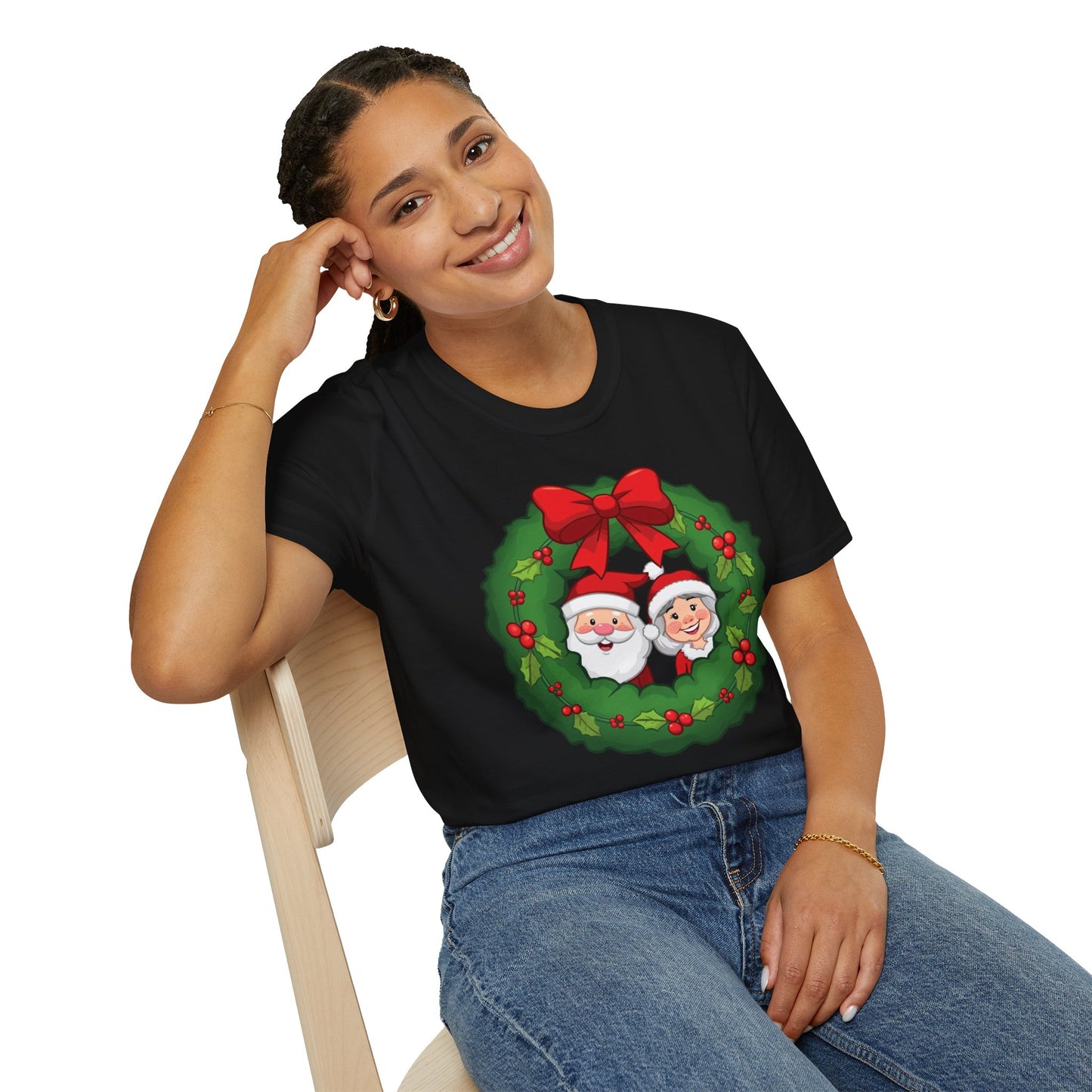 Santa and Mrs. Claus in a Wreath Shirt, Family Christmas Shirts, Christmas T Shirt, Holiday Shirt, Cute Xmas Shirt for the family, Holiday Gift