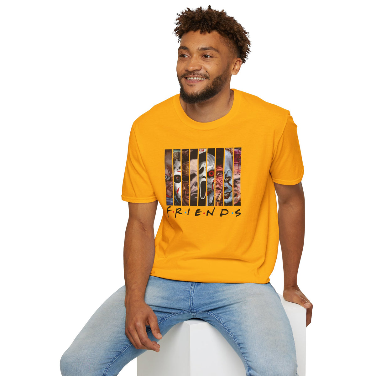 Horror Movie Villains Halloween Friends Softstyle T-Shirt, Scary Movie Tee, Halloween Shirt, Horror Movie Fan Gift, Horror Movie Characters