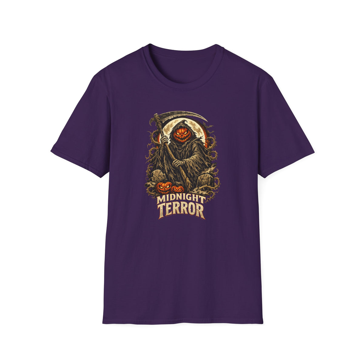 Halloween Horror Shirt, Midnight Terror T-Shirt, Pumpkin Reaper Tee, Scary Spooky Season Shirt, Haunted Halloween Gift
