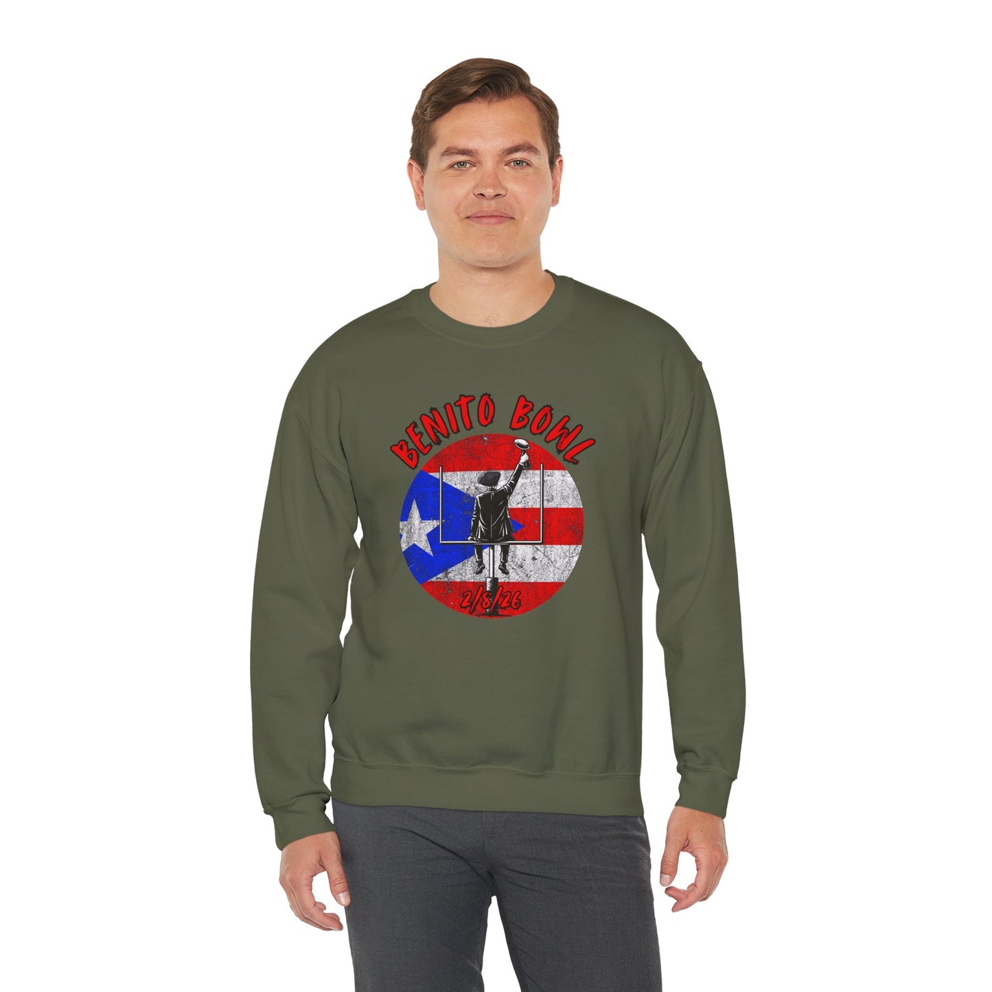 Benito Bowl 2/8/26 Sweatshirt – Puerto Rico Heritage, Boricua Pride Football Fan Sweatshirt
