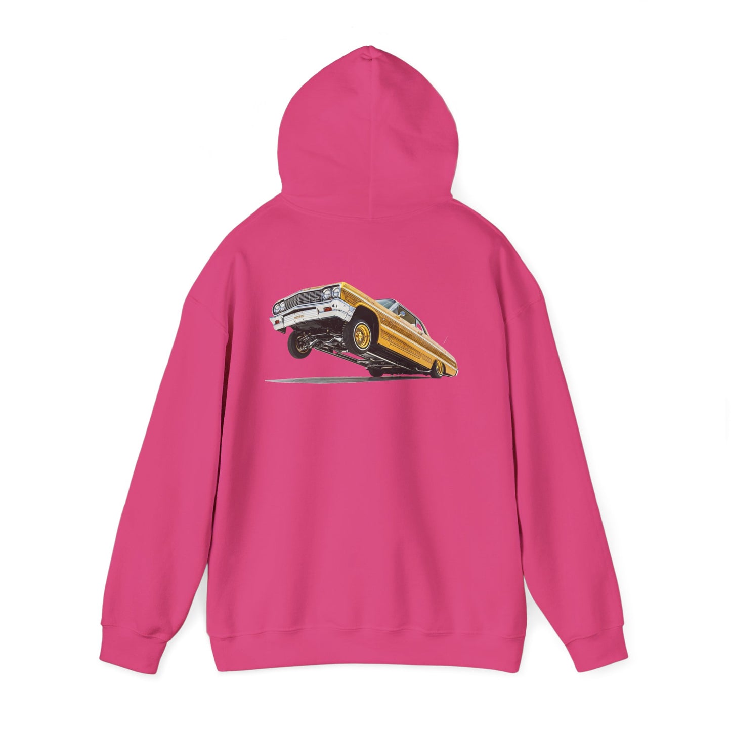 1964 Chevy Impala Hydraulics Lowrider Ink Drawing Hoodie - Old School Hip Hop Cholo Art Design - Chicano Car Club Graphic Hoodie