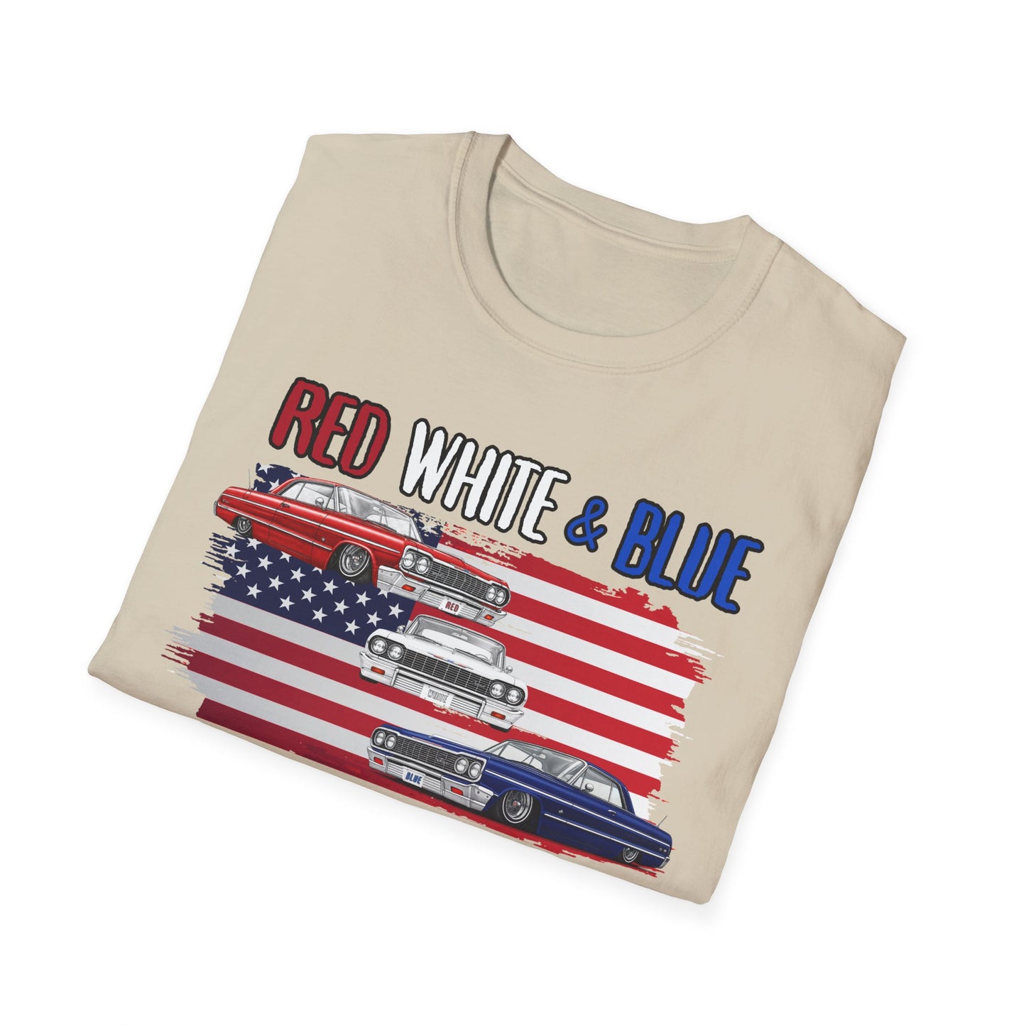 Patriotic Lowrider Shirt, Red White and Blue Car Tee, Classic Car Shirt, 4th of July Car Lover Gift, Unisex Auto Tee