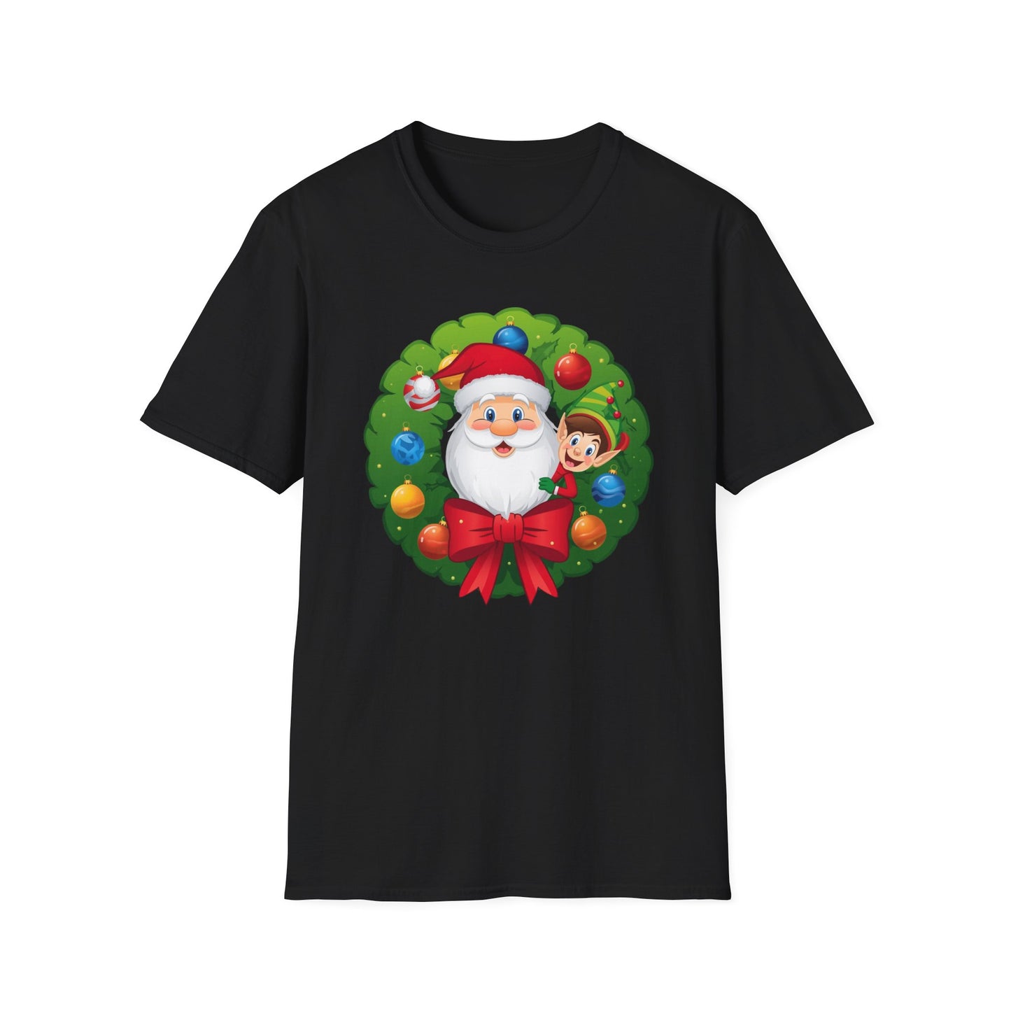 Santa and Elf on a Wreath Shirt, Family Christmas Shirts, Christmas T Shirt, Holiday Shirt, Cute Xmas Shirt for the family, Holiday Gift