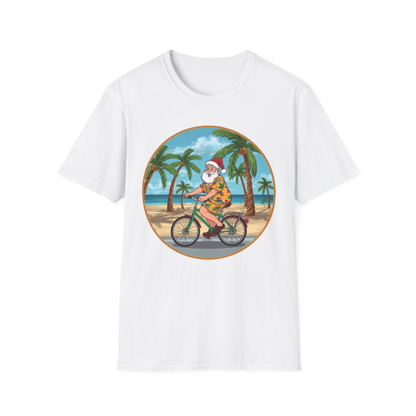 Tropical Santa riding a bicycle shirt, Family Christmas Shirts, Christmas T Shirt, Holiday Shirt, Cute Xmas Shirt for the family, Holiday Gift