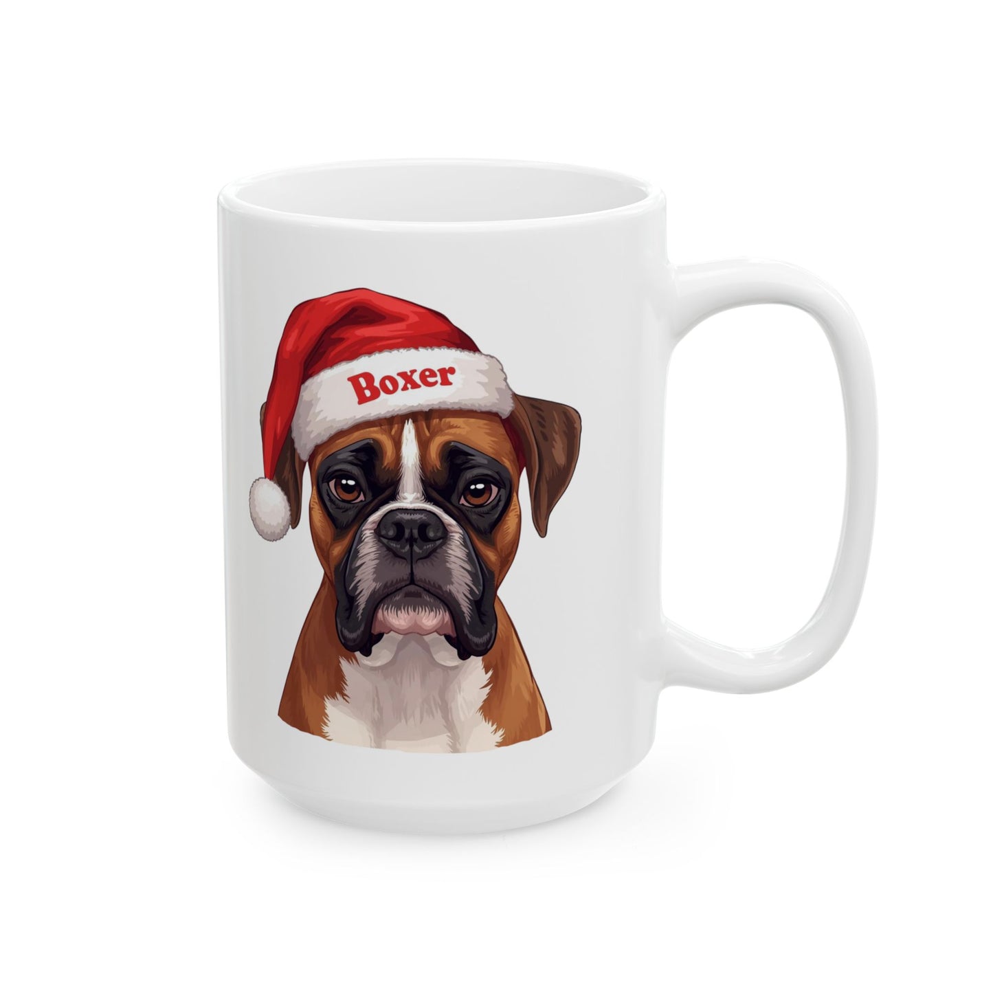 Boxer Holiday Portrait Mug – Cute Holiday Coffee Cup, Festive Boxer Ceramic Mug, Christmas Gift Idea (11oz/15oz)