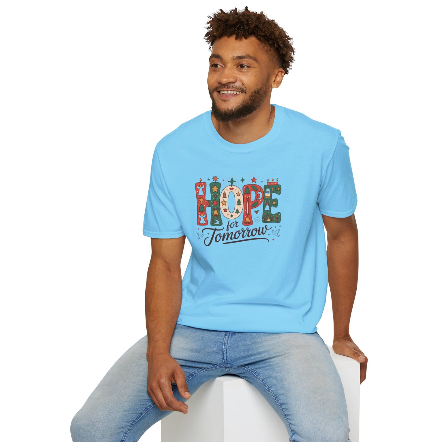 Hope for Tomorrow Christmas T-Shirt – Inspirational Holiday Faith Tee with Festive Lettering and Positive Message