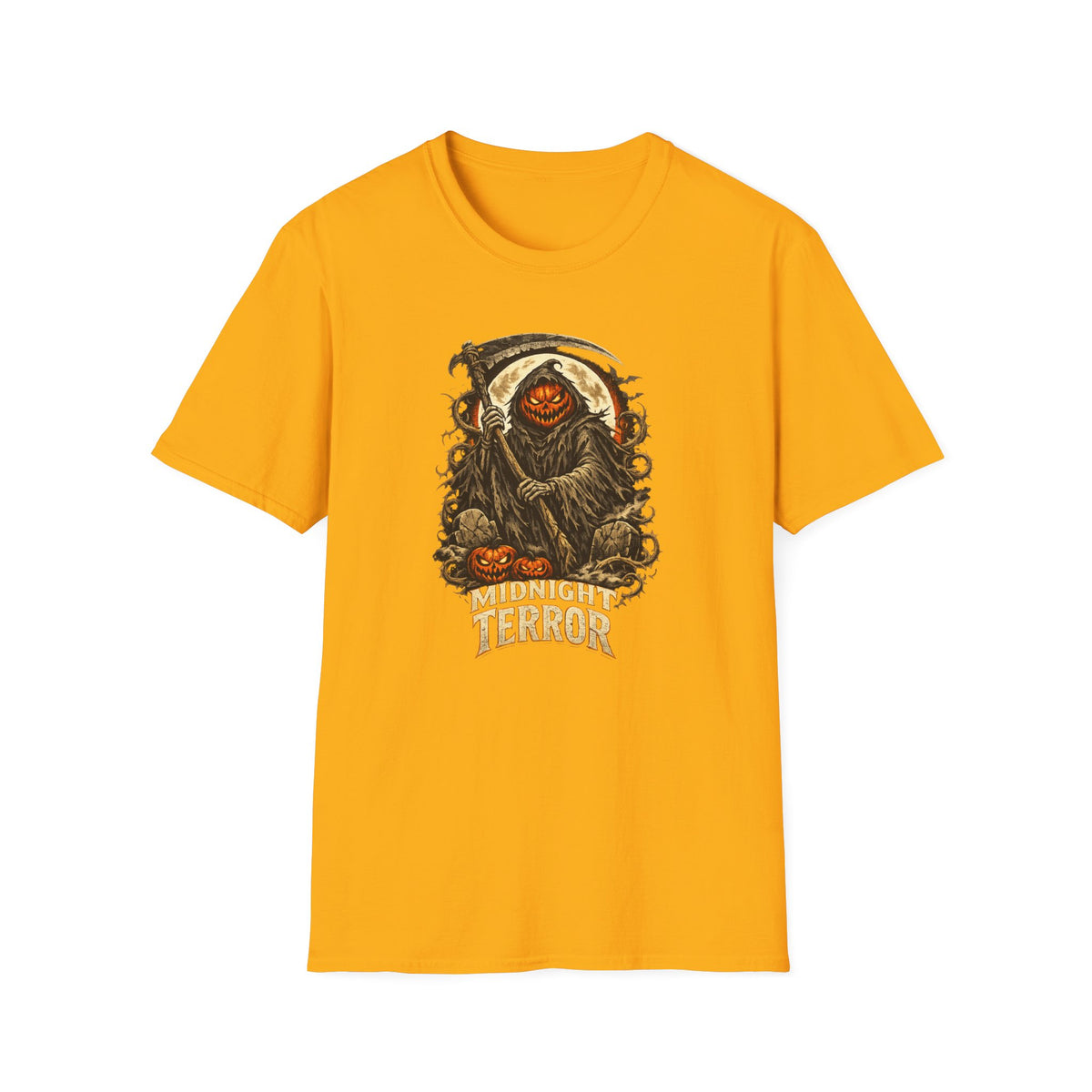 Halloween Horror Shirt, Midnight Terror T-Shirt, Pumpkin Reaper Tee, Scary Spooky Season Shirt, Haunted Halloween Gift