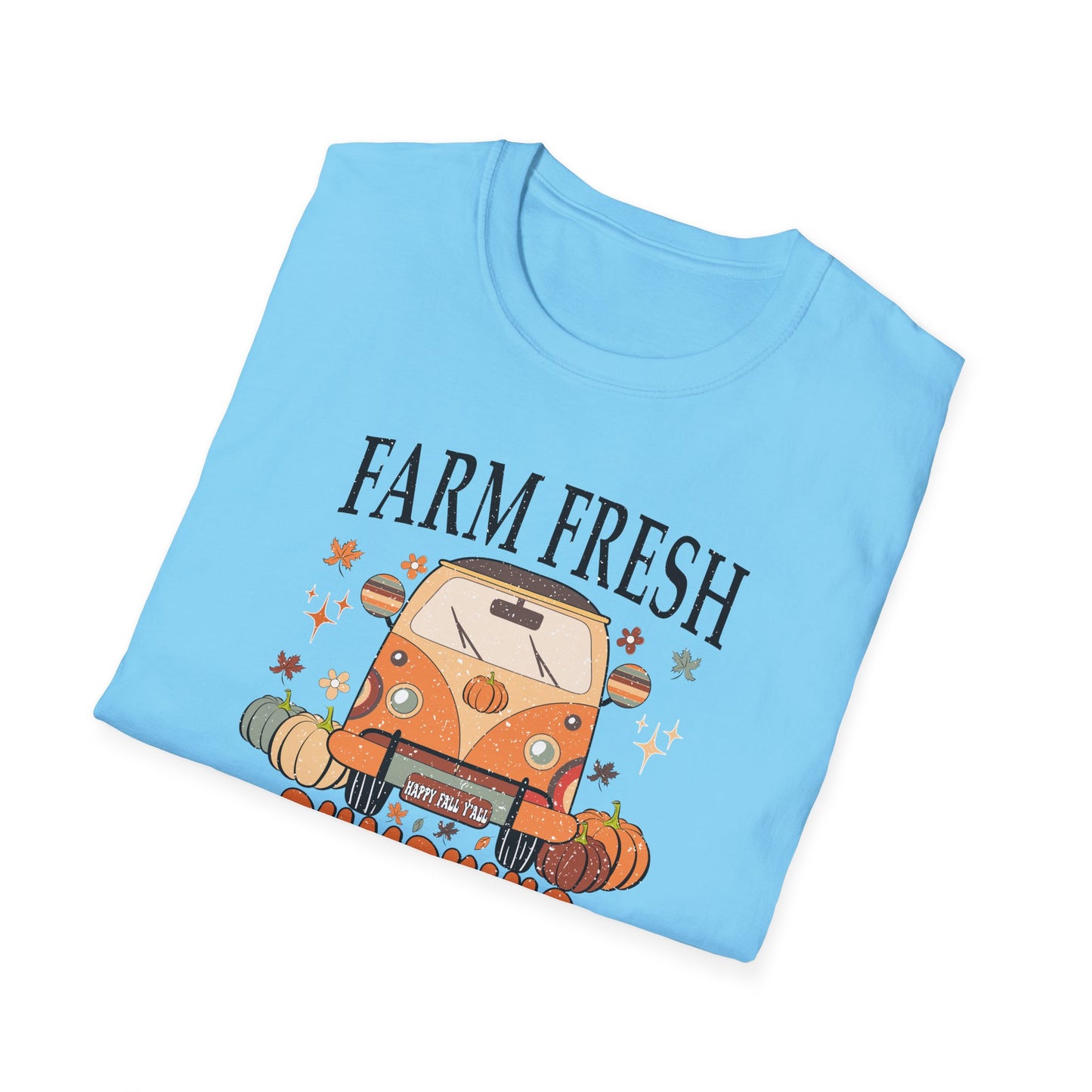 Farm Fresh Pumpkin Happy Fall Yall T-Shirt - Women's Autumn Tee, Thanksgiving Shirt, Pumpkin Thanksgiving Tee, Cozy Fall Tee for Her
