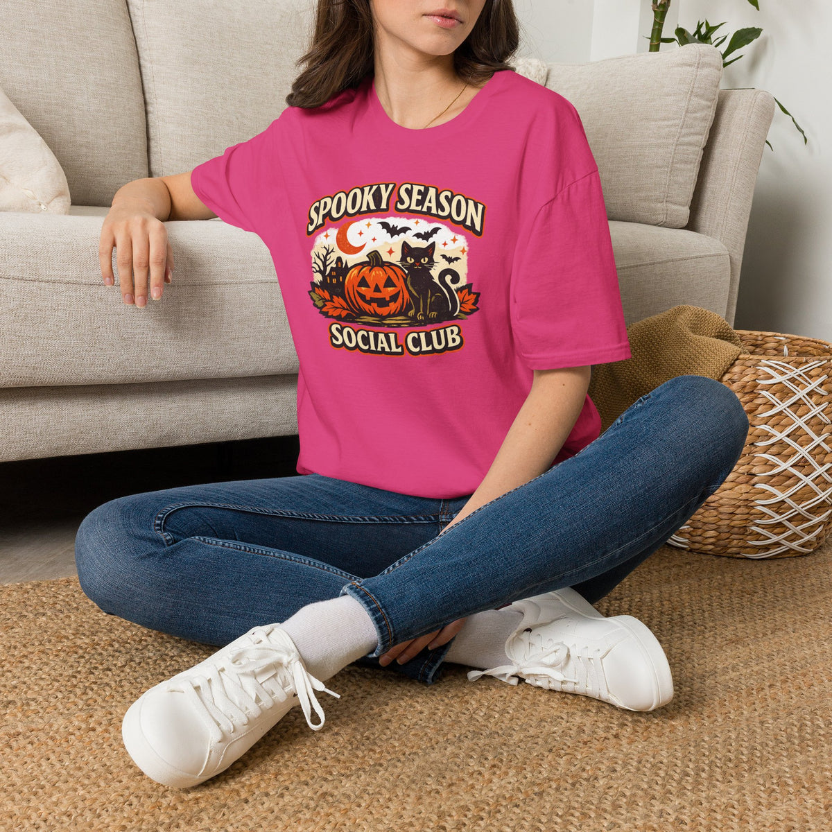 Halloween Black Cat Shirt, Spooky Season Social Club Tee, Pumpkin Cat T-Shirt, Cute Halloween Shirt, Fall Graphic Tee
