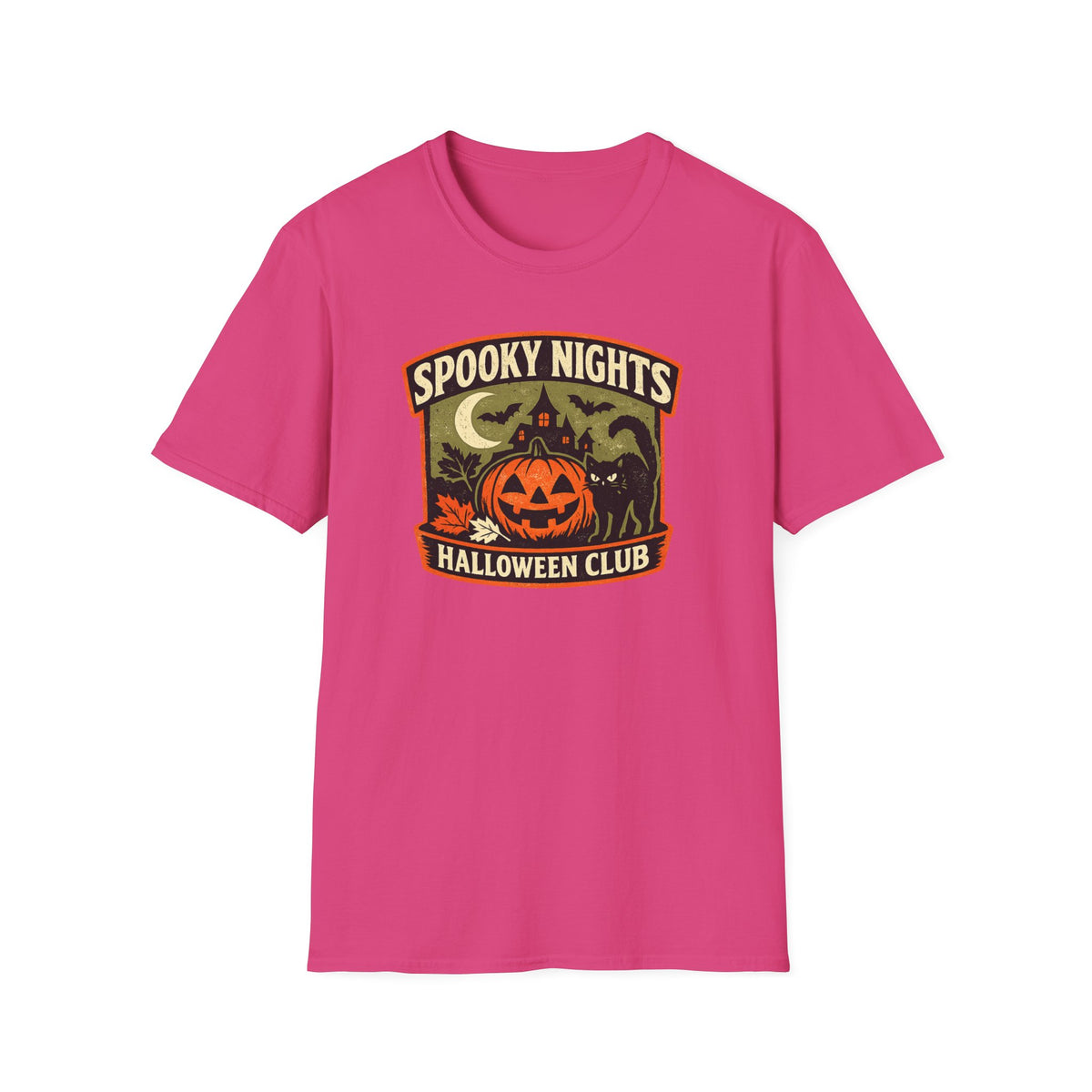 Halloween Black Cat Shirt, Spooky Nights Halloween Club Tee, Pumpkin Cat T-Shirt, Cute Halloween Shirt, Fall Graphic Tee