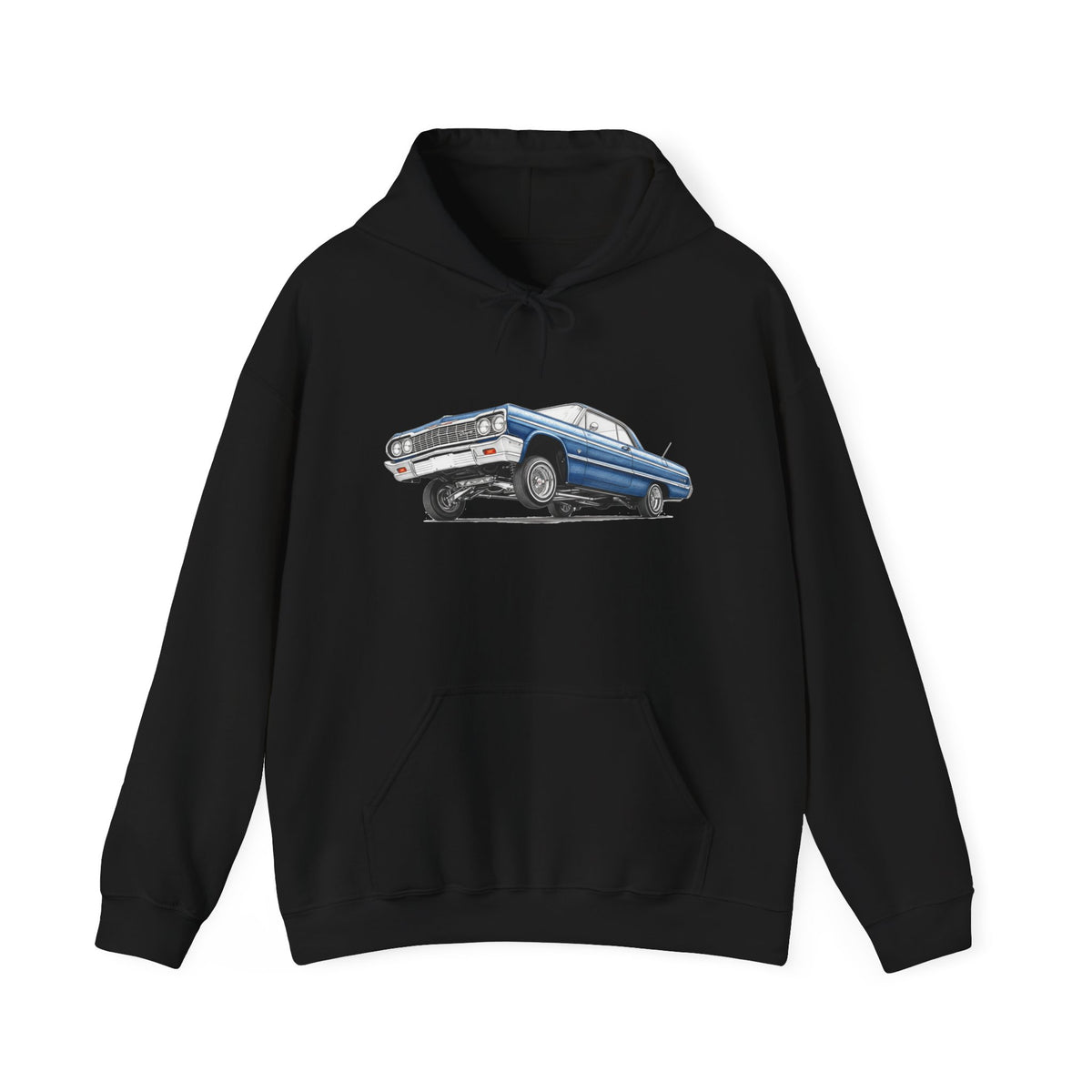 Classic Car Hoodie, Lowrider Car Hoodie, Blue Vintage Car Sweatshirt, Car Enthusiast Gift, Unisex Automotive Hoodie