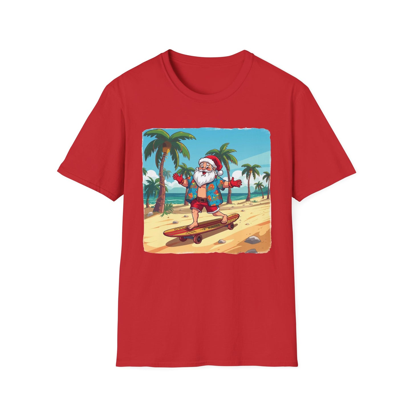 Tropical Santa riding a longboard shirt, Family Christmas Shirts, Christmas T Shirt, Holiday Shirt, Cute Xmas Shirt for the family, Holiday Gift