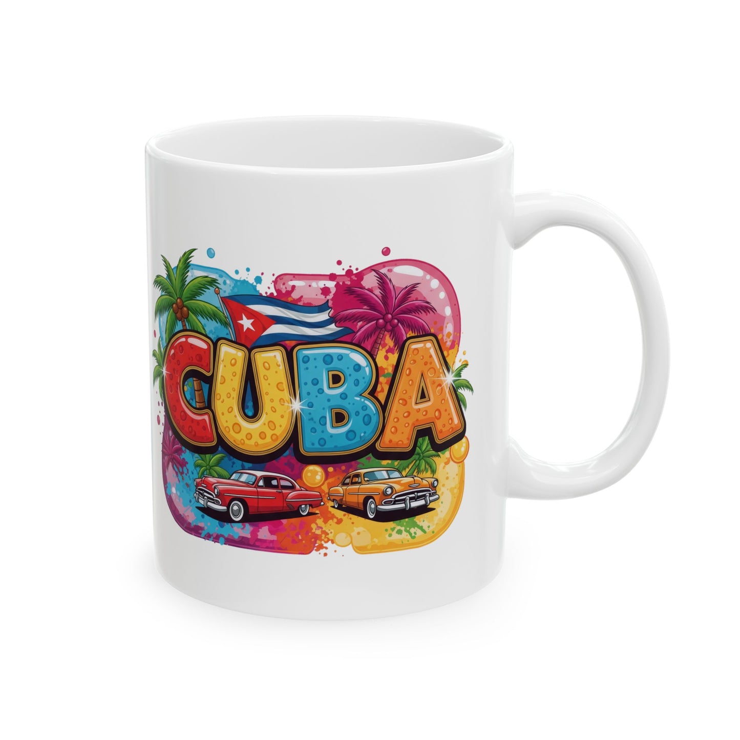 Colorful Cuban Flag Ceramic Mug, 11oz 15oz - Vibrant Cuba Souvenir Coffee Cup, Patriotic Tea Mug, Cuban American Gift, Kitchen Decor
