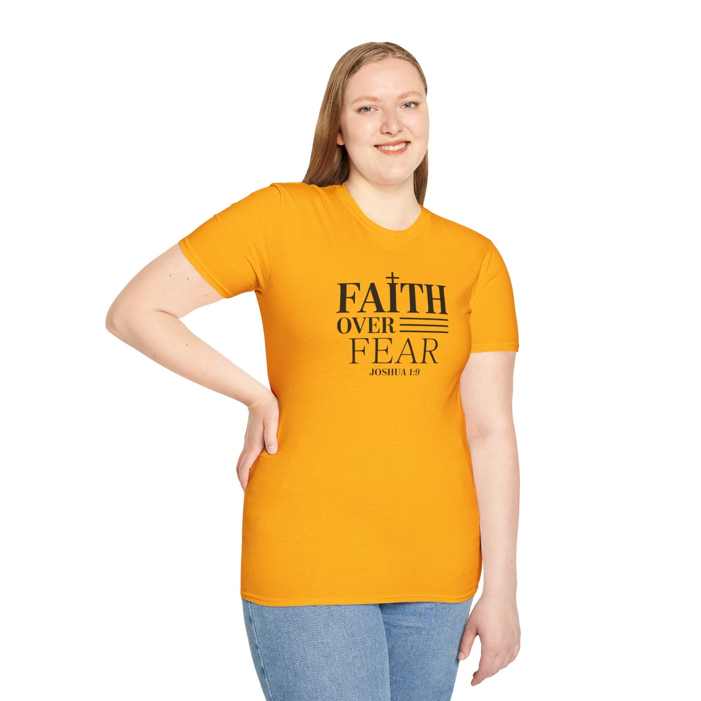 Faith Over Fear T-Shirt – Joshua 1:9 Bible Verse Shirt, Christian Inspirational Scripture Tee