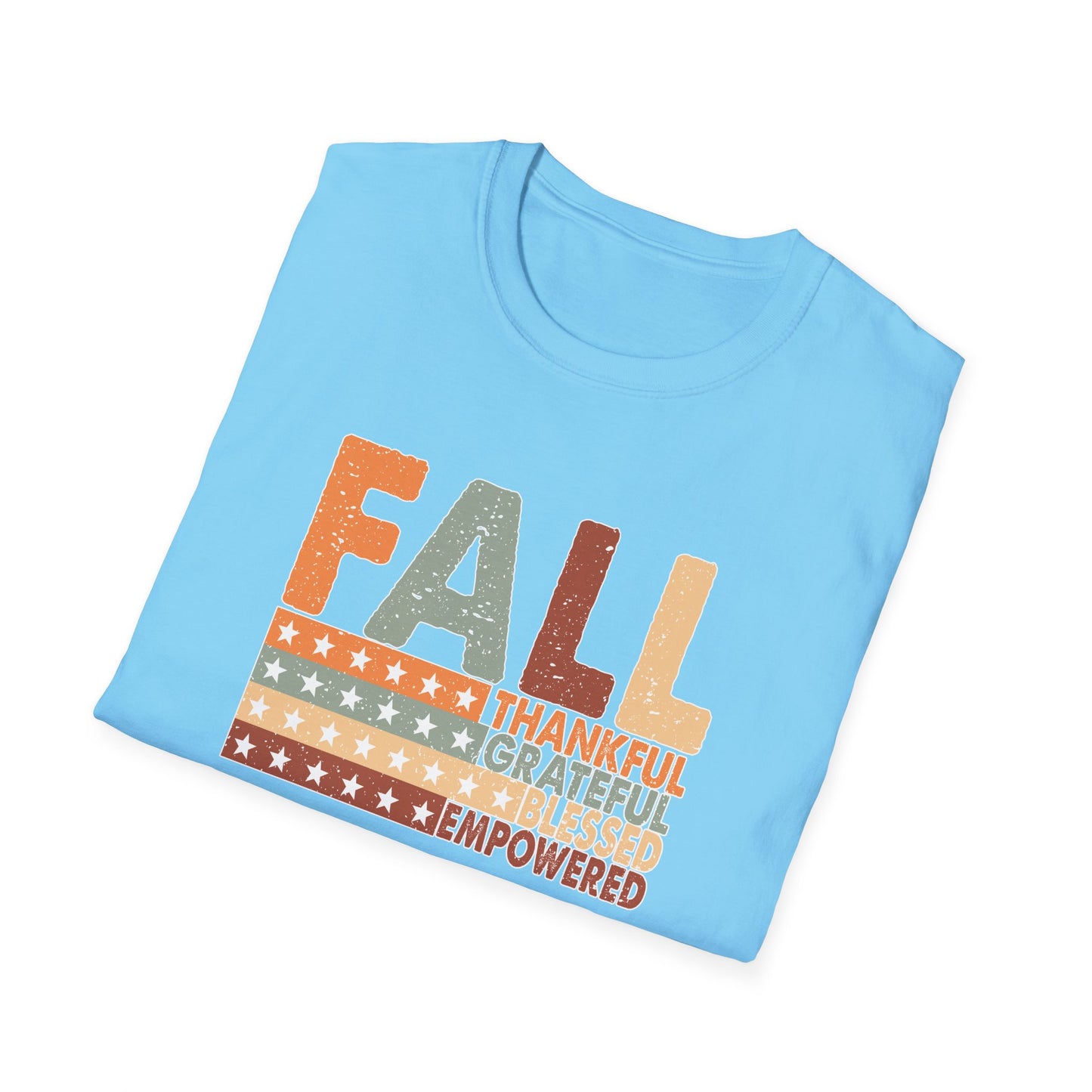 Fall Unisex Softstyle T-Shirt with Inspirational Words, Thankful, Grateful, Blessed, Empowered, Fall Tee, Hope Shirt, Thanksgiving Shirt