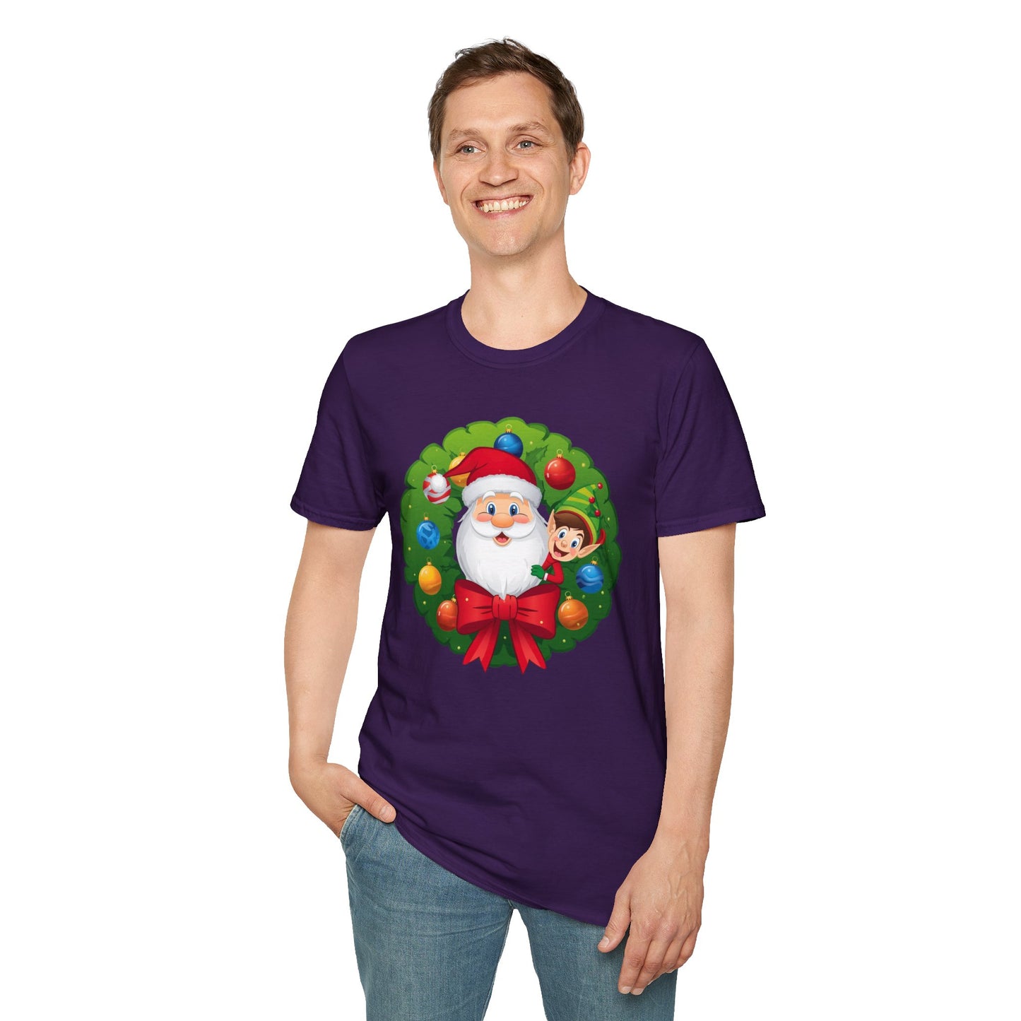 Santa and Elf on a Wreath Shirt, Family Christmas Shirts, Christmas T Shirt, Holiday Shirt, Cute Xmas Shirt for the family, Holiday Gift