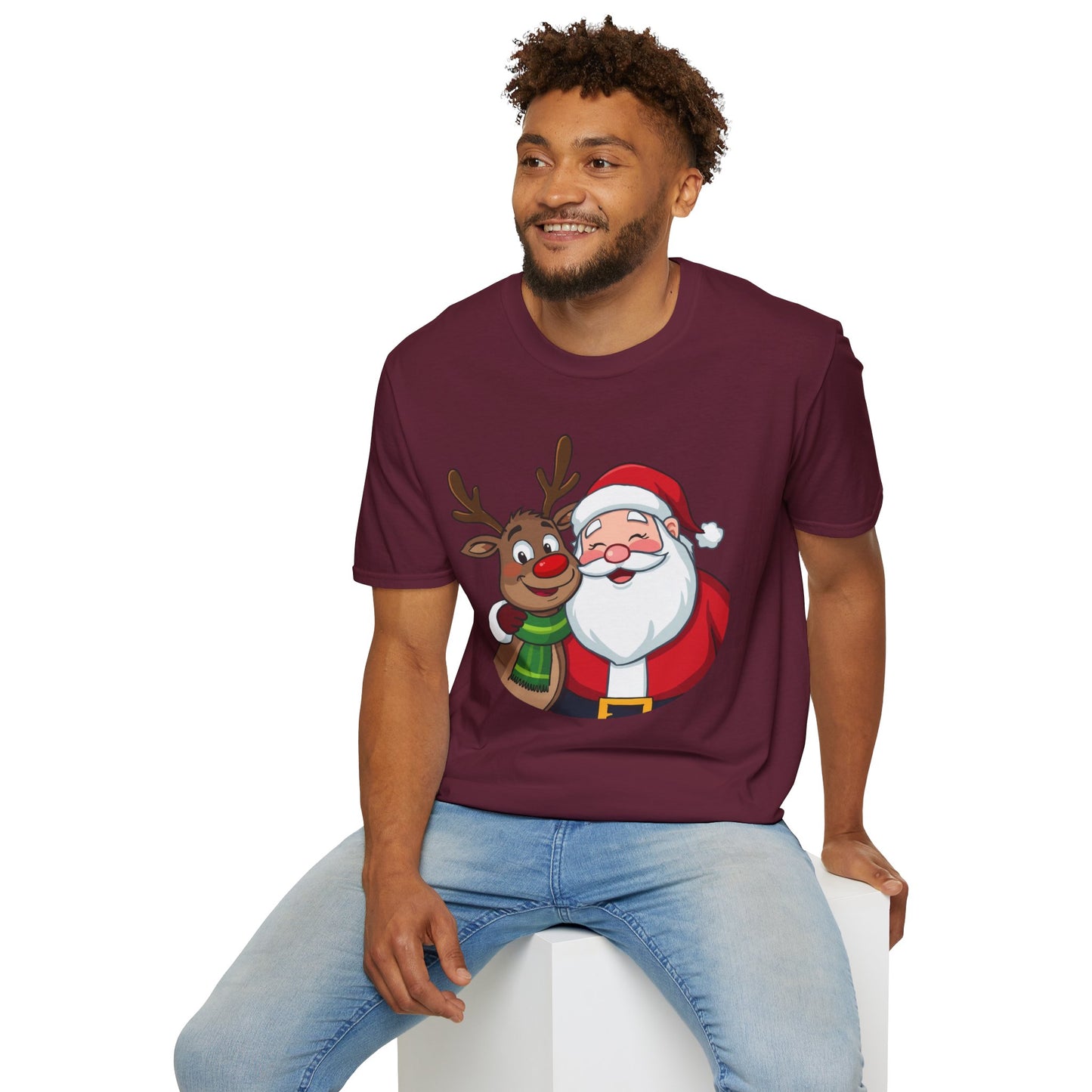 Smiling Santa and Rudolph Shirt, Family Christmas Shirts, Christmas T Shirt, Holiday Shirt, Cute Xmas Shirt for the family, Holiday Gift