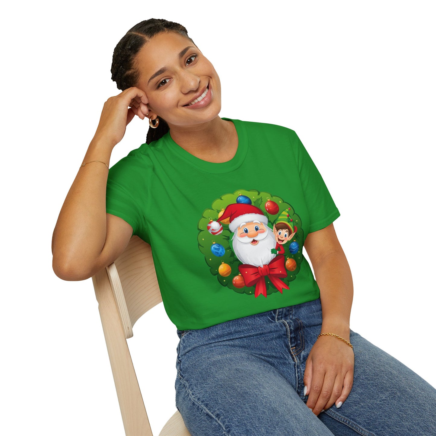 Santa and Elf on a Wreath Shirt, Family Christmas Shirts, Christmas T Shirt, Holiday Shirt, Cute Xmas Shirt for the family, Holiday Gift