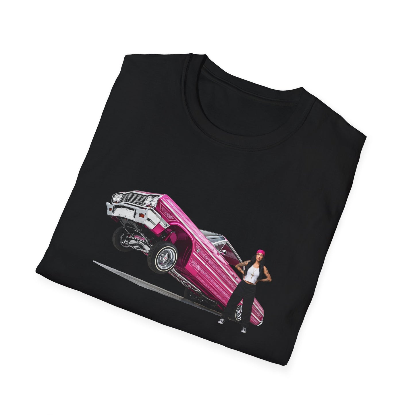 1964 Chevy Impala Hydraulics Lowrider Hoppin' graphic T-Shirt - Old School Hip Hop Cholo Art Tee Design - Chicano Car Club Graphic Tee