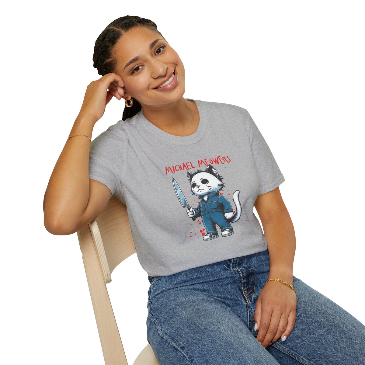 Michael Meowers Halloween Funny Cat T-Shirt, Scary Movie Tee, Halloween Cat Shirt, Horror Movie Cat Fan Gift, Horror Movie Character