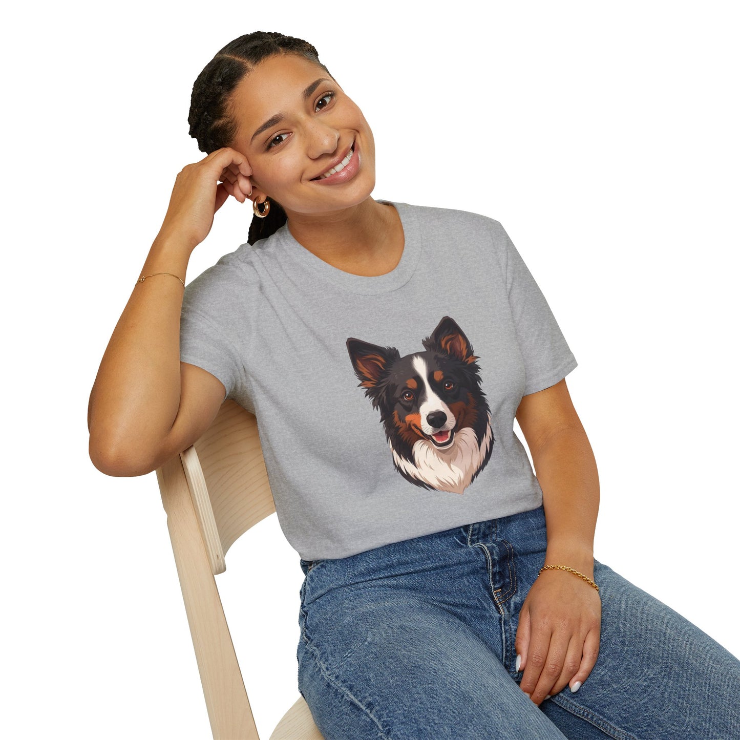 Border Collie Dog Portrait Shirt – Border Collie Dog Lover Gift, Cute Dog Mom Tee, Dog Dad Shirt, Pet Breed Apparel