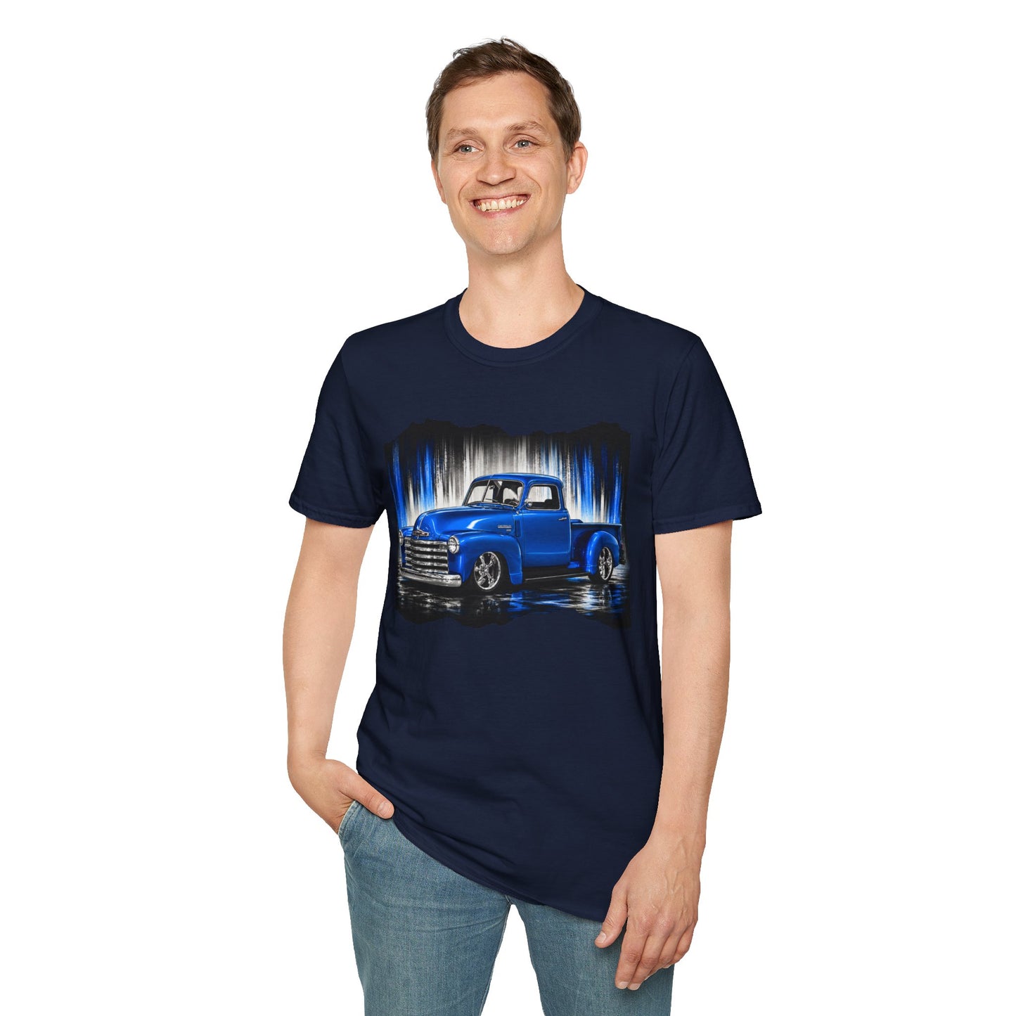 Vintage Truck Shirt, Blue Pickup Truck Tee, Classic Truck Graphic Shirt, Truck Enthusiast Gift, Retro Auto Unisex Tee