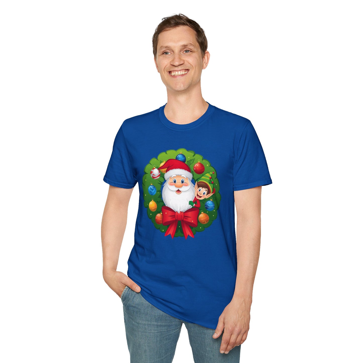 Santa and Elf on a Wreath Shirt, Family Christmas Shirts, Christmas T Shirt, Holiday Shirt, Cute Xmas Shirt for the family, Holiday Gift