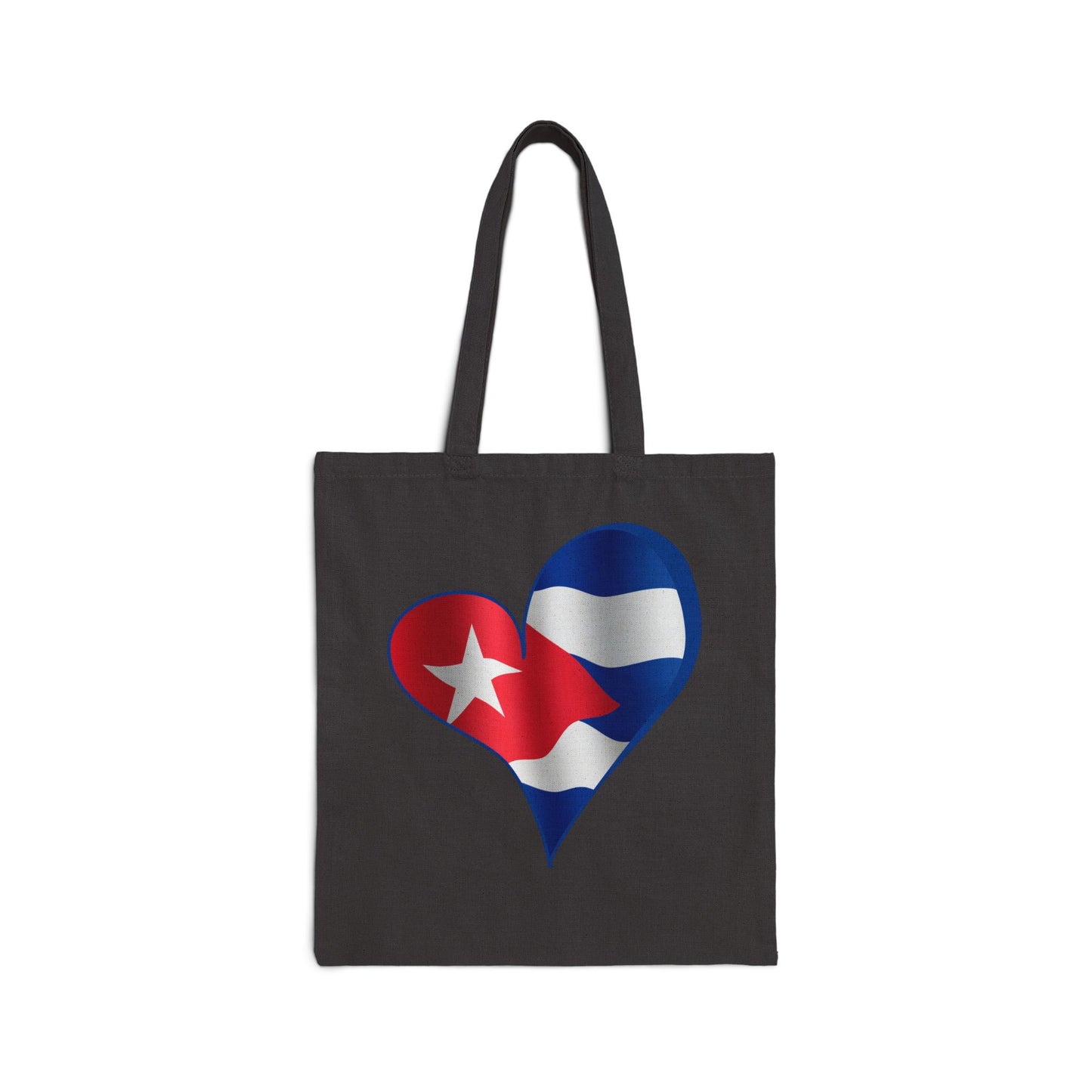 Cuba Flag Heart Tote Bag, Cotton Canvas Grocery Shopping Beach Handbag, Cuban Pride Gift, Patriotic Shoulder Bag, Reusable Eco-Friendly