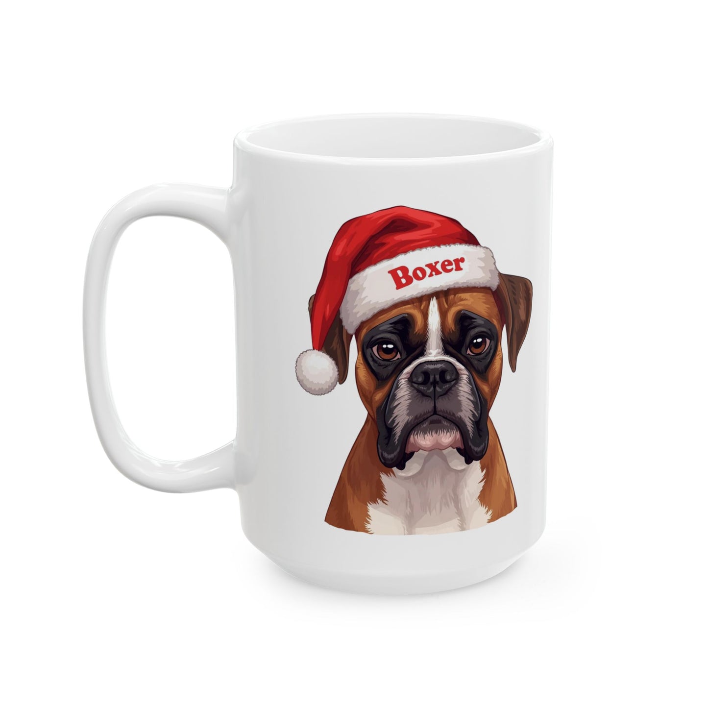 Boxer Holiday Portrait Mug – Cute Holiday Coffee Cup, Festive Boxer Ceramic Mug, Christmas Gift Idea (11oz/15oz)