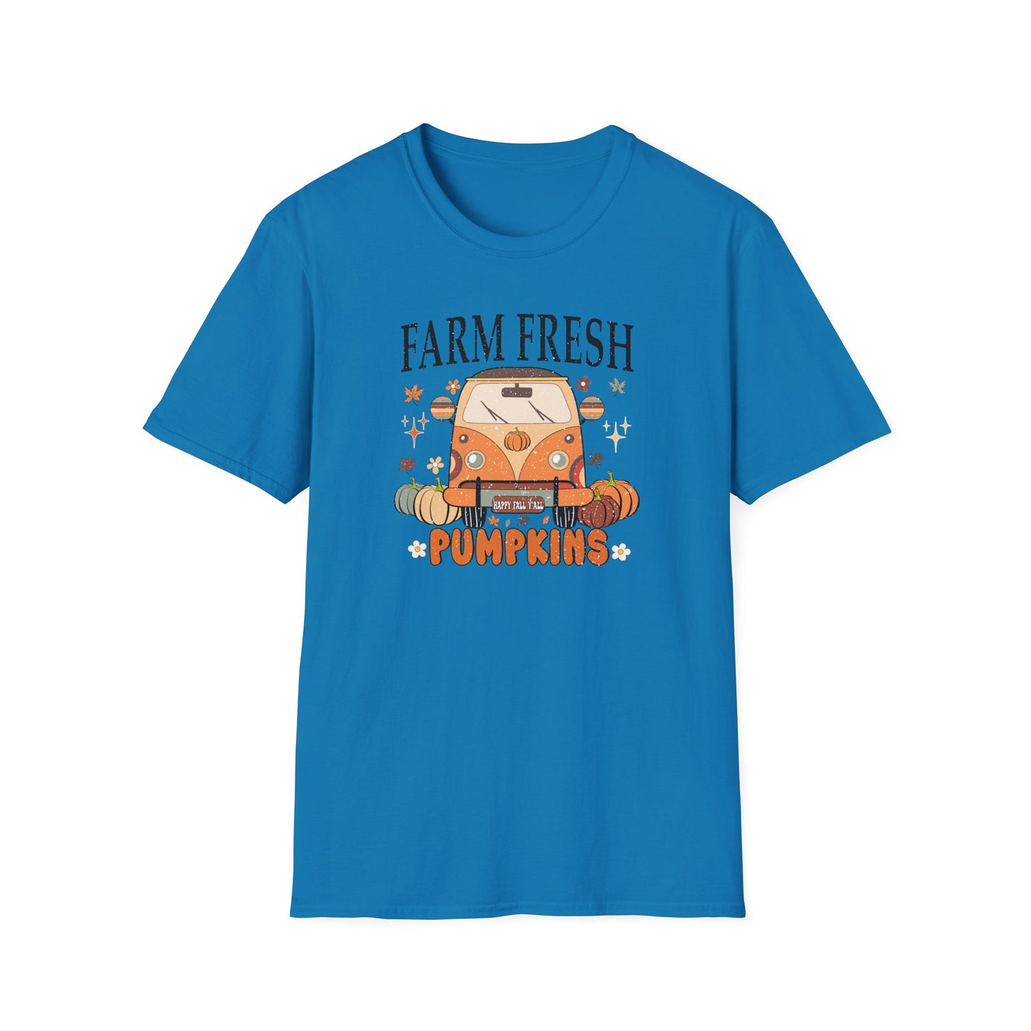 Farm Fresh Pumpkin Happy Fall Yall T-Shirt - Women's Autumn Tee, Thanksgiving Shirt, Pumpkin Thanksgiving Tee, Cozy Fall Tee for Her
