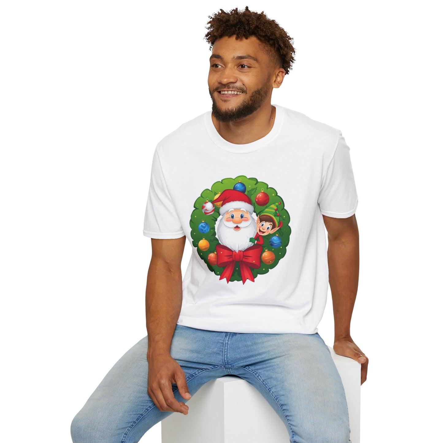 Santa and Elf on a Wreath Shirt, Family Christmas Shirts, Christmas T Shirt, Holiday Shirt, Cute Xmas Shirt for the family, Holiday Gift