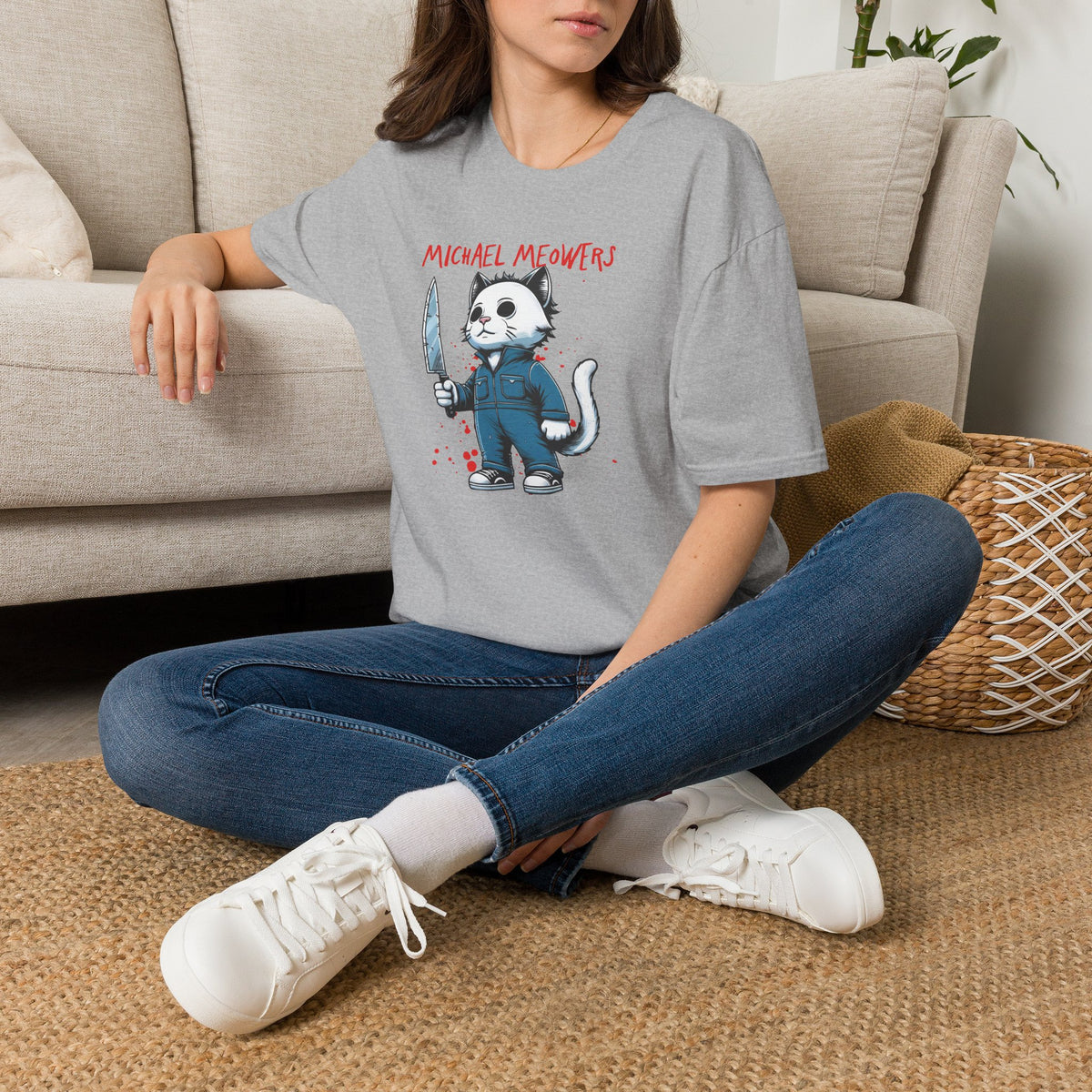 Michael Meowers Halloween Funny Cat T-Shirt, Scary Movie Tee, Halloween Cat Shirt, Horror Movie Cat Fan Gift, Horror Movie Character