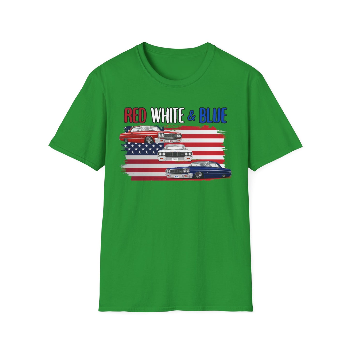 Patriotic Lowrider Shirt, Red White and Blue Car Tee, Classic Car Shirt, 4th of July Car Lover Gift, Unisex Auto Tee