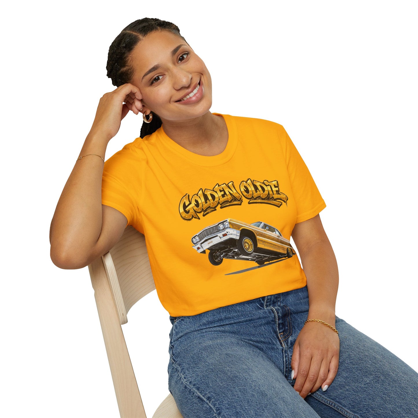 Golden Oldie Lowrider Shirt, Classic Car Tee, Vintage Auto Graphic Shirt, Car Enthusiast Gift, Retro Car Lover Tee