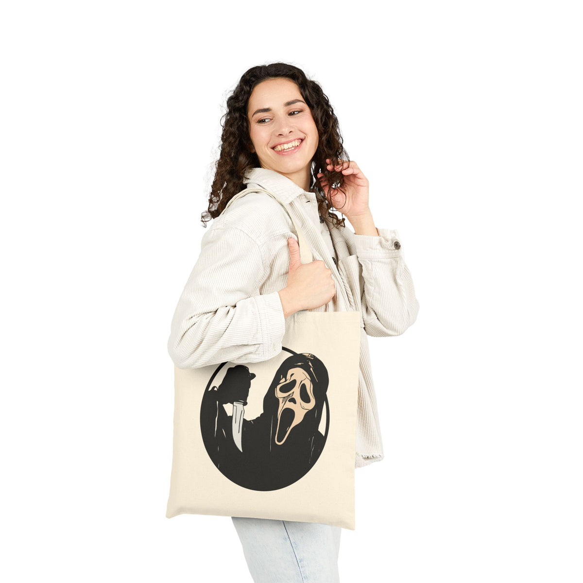 Scream Villain Ghost face Halloween Tote Bag, Halloween Gifts for shoppers, Shopping Tote, Horror Movie Fan Gift, Monster Movie Characters